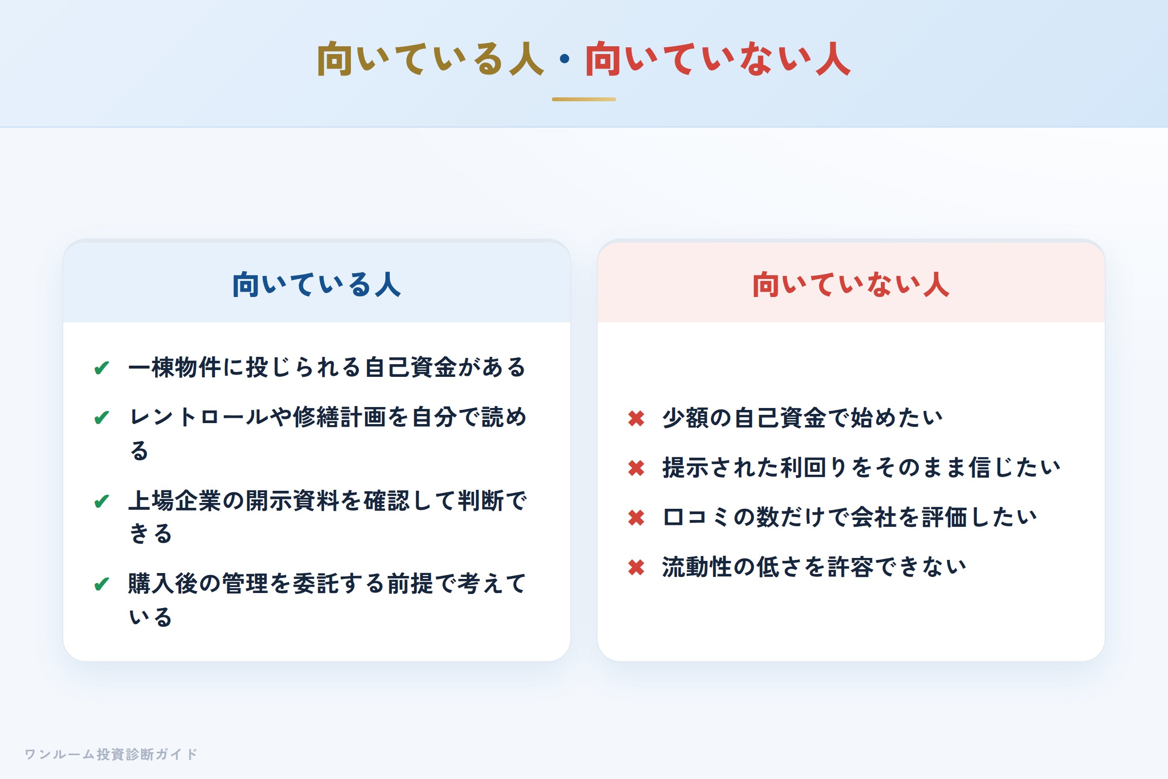 ADワークスグループの収益不動産が向いている人・向いていない人