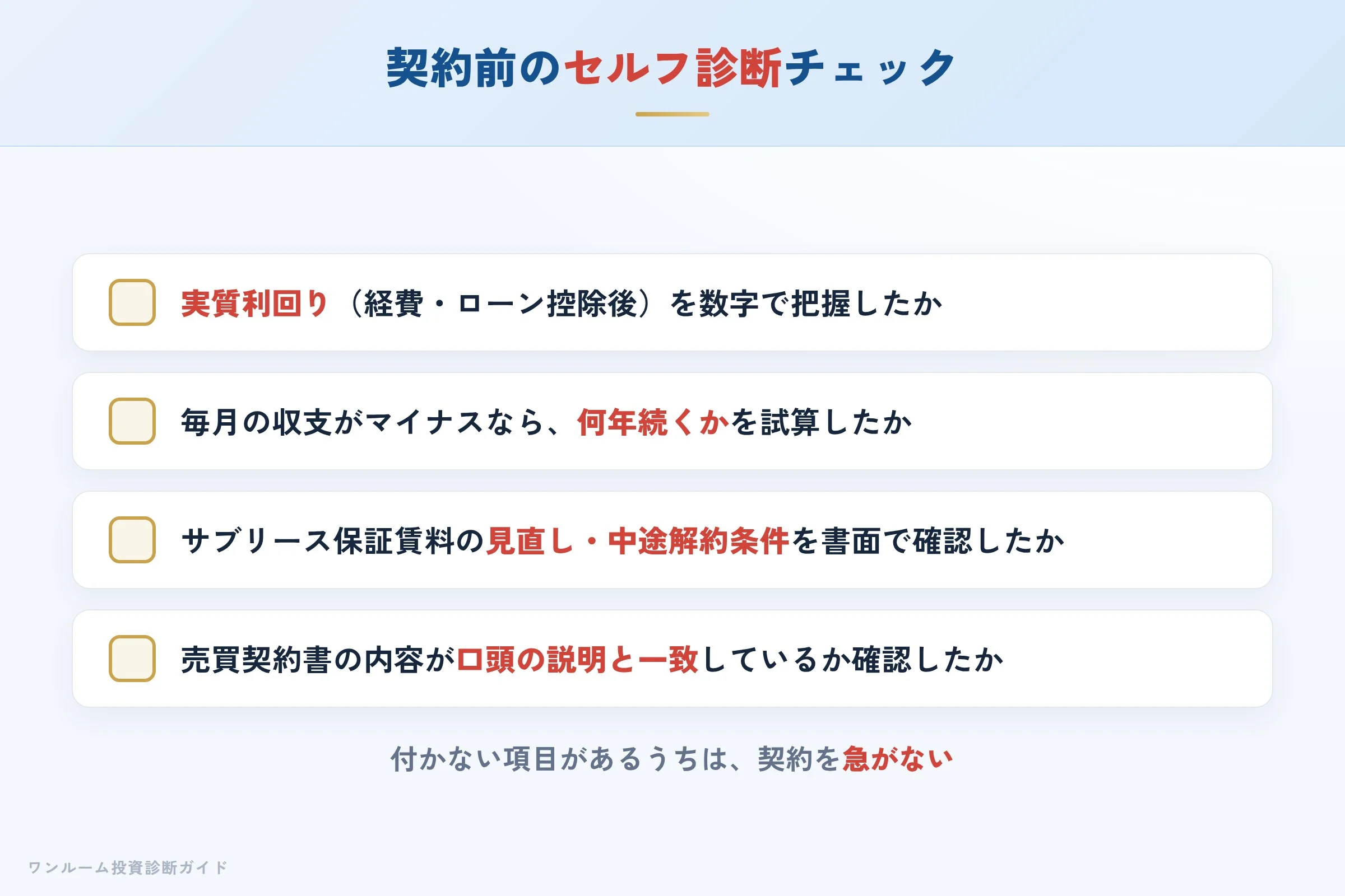 BRIの物件を検討する前に確認すべきセルフ診断チェックリスト