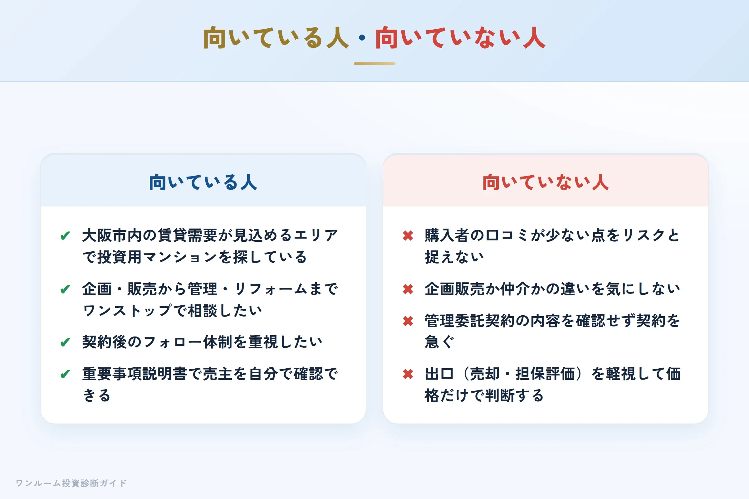 1K投資マンションの投資が向いている人・向いていない人