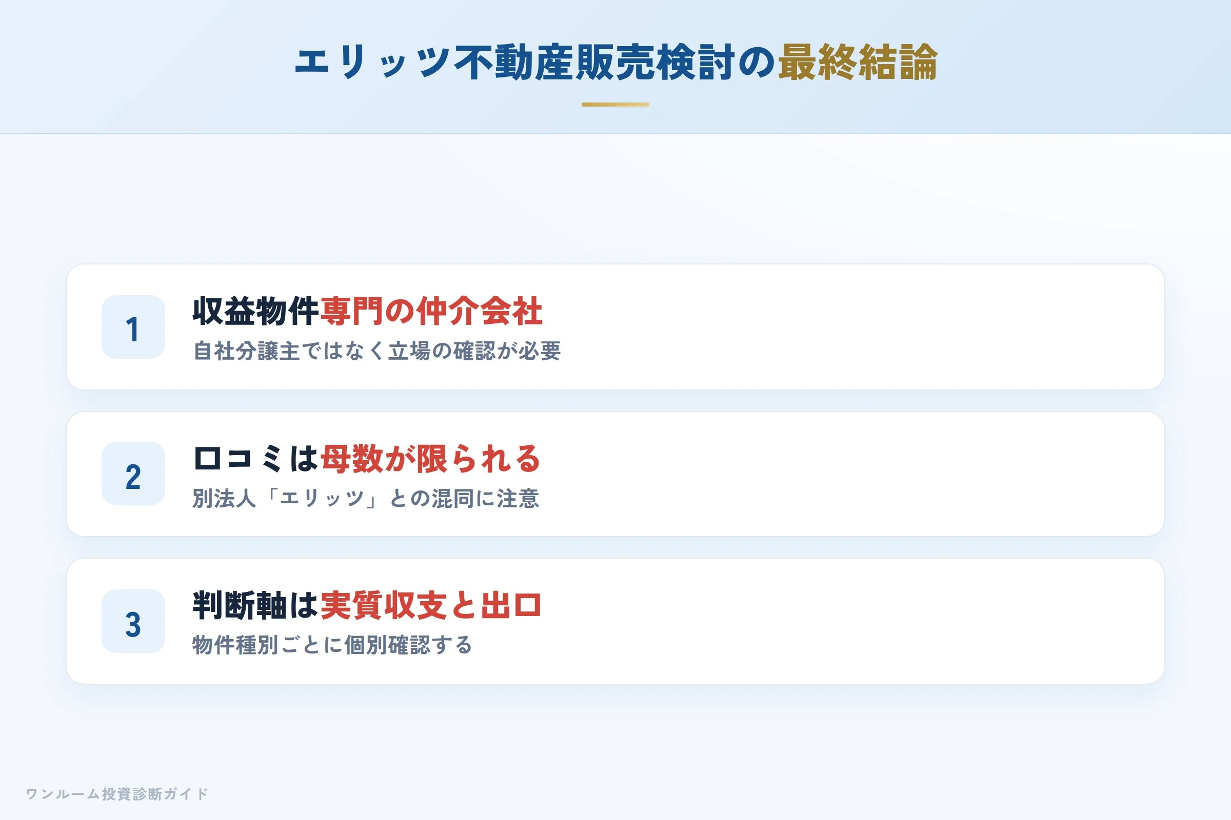 エリッツ不動産販売を検討する人への最終結論