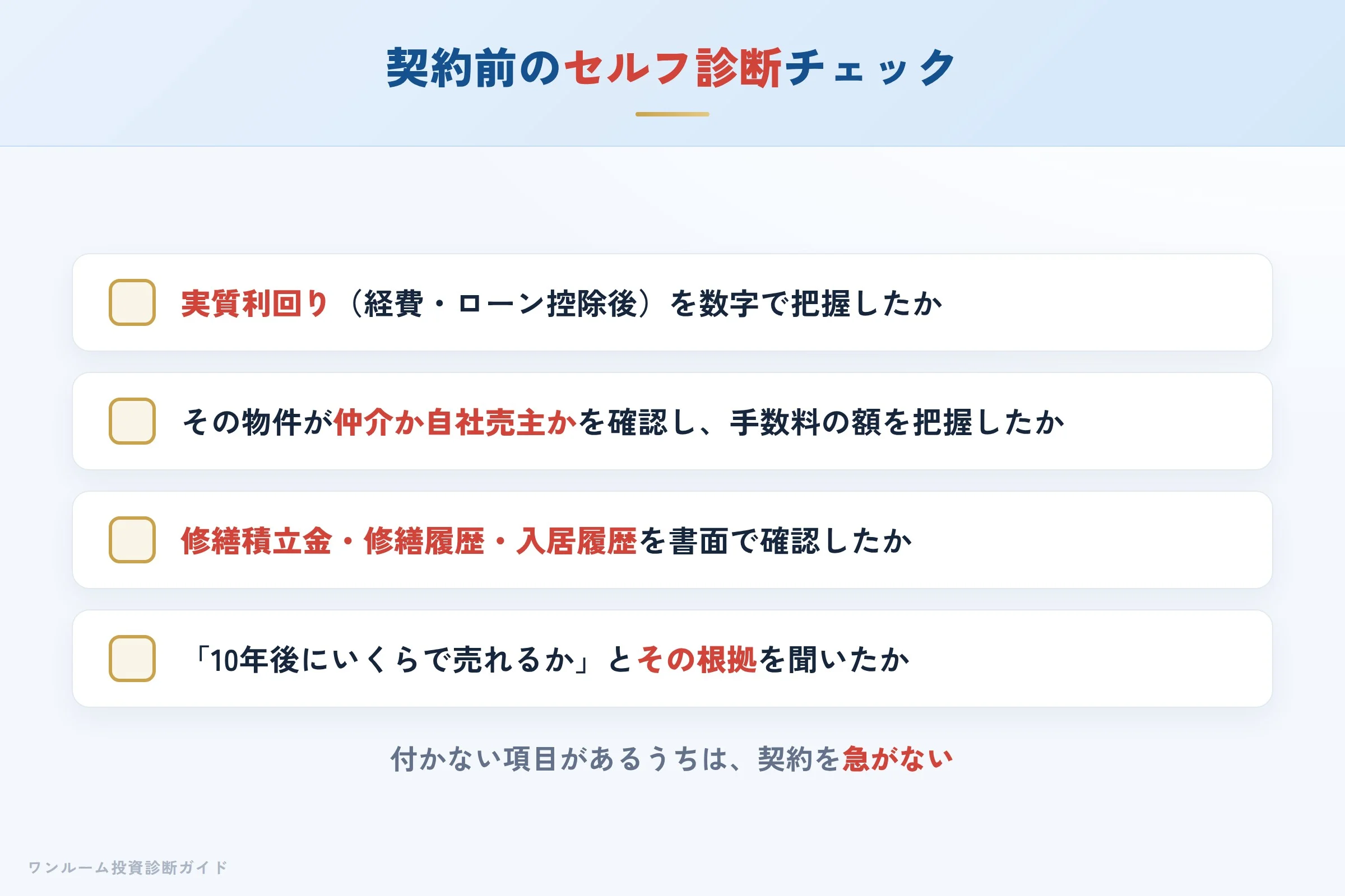 契約前セルフ診断チェックリスト