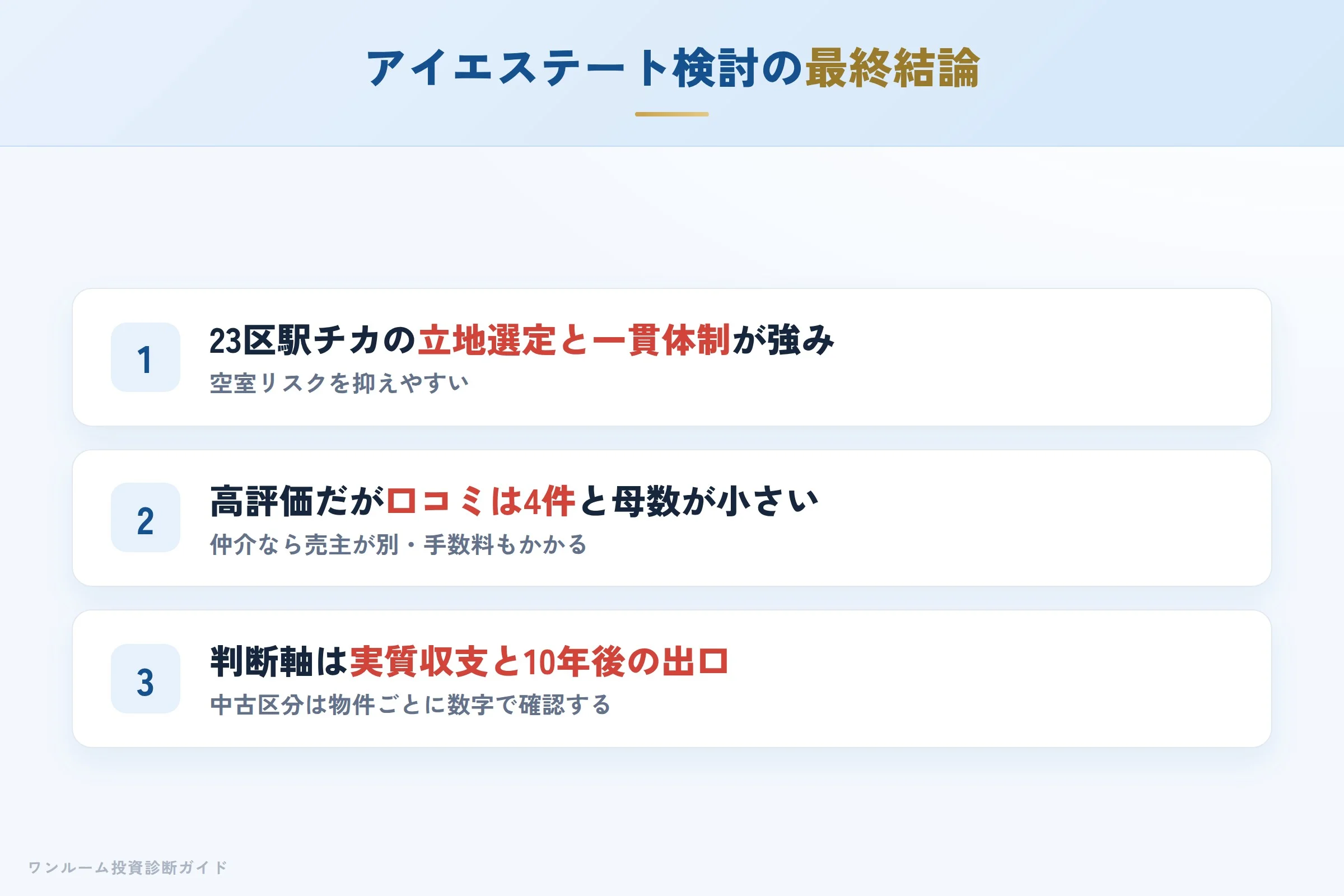 まとめ（アイエステート検討の3カ条）