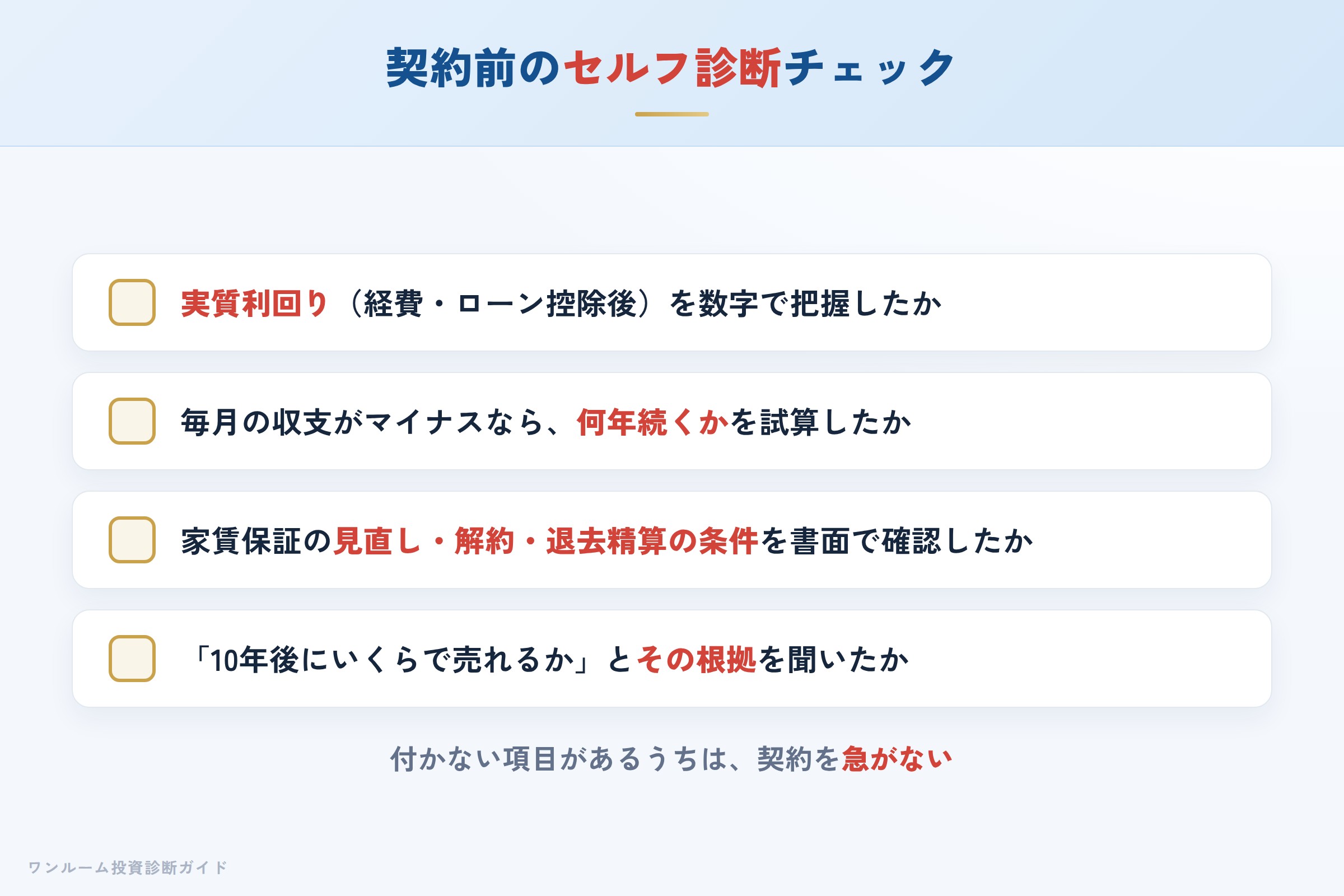 ファステートの物件を検討する前に確認すべきセルフ診断チェックリスト