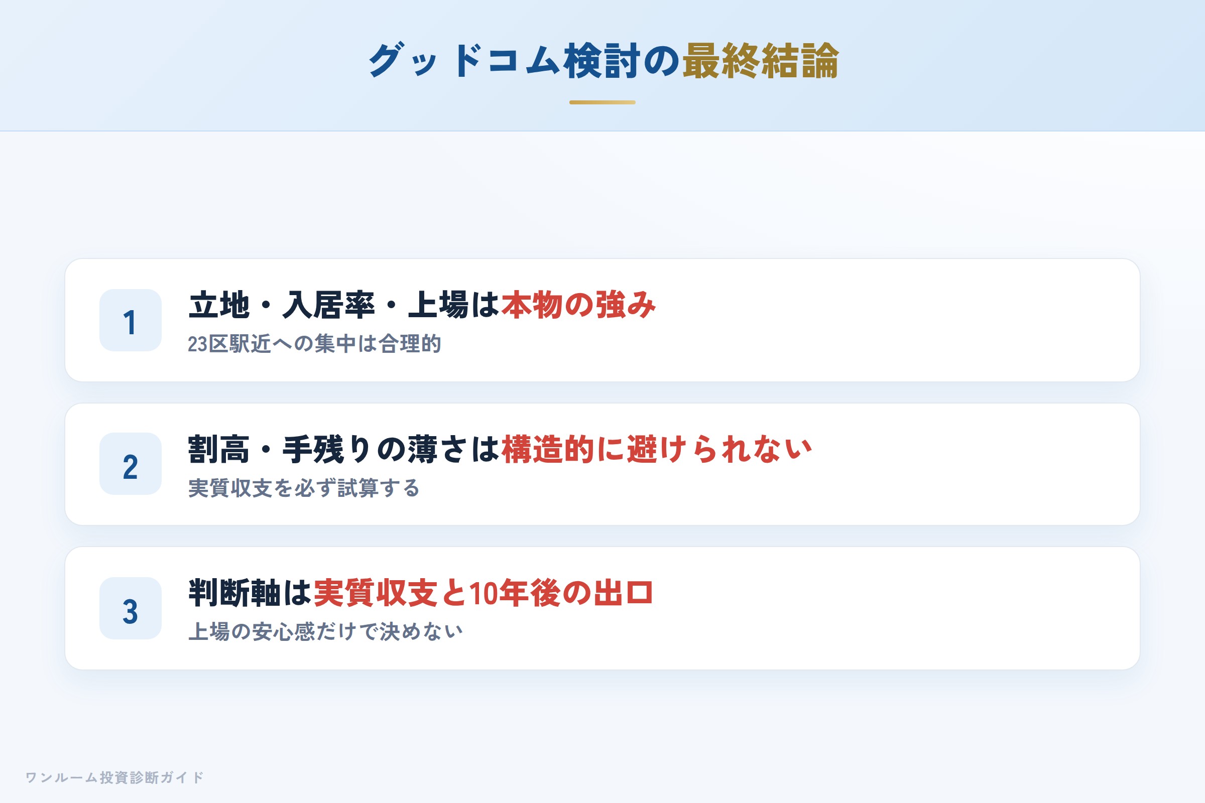 グッドコムアセットを検討する人への最終結論3カ条