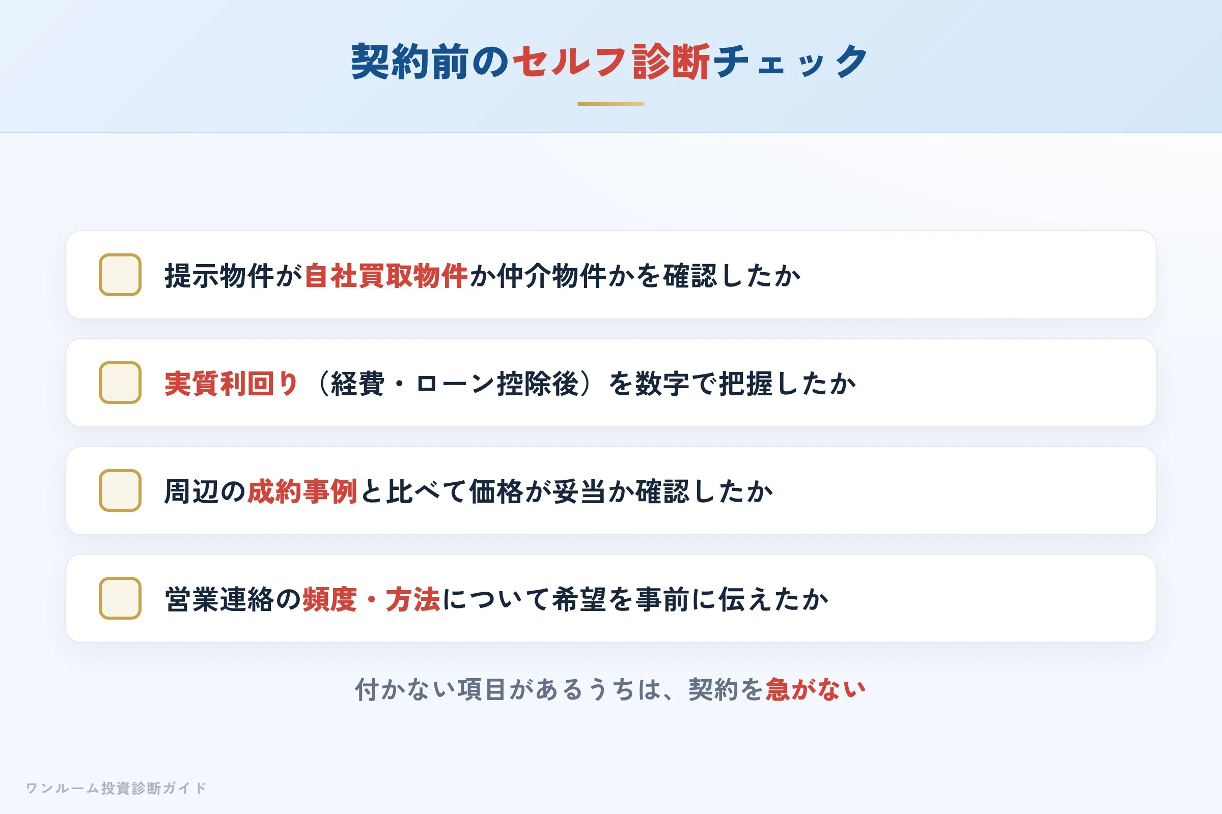 購入前セルフ診断チェックリスト