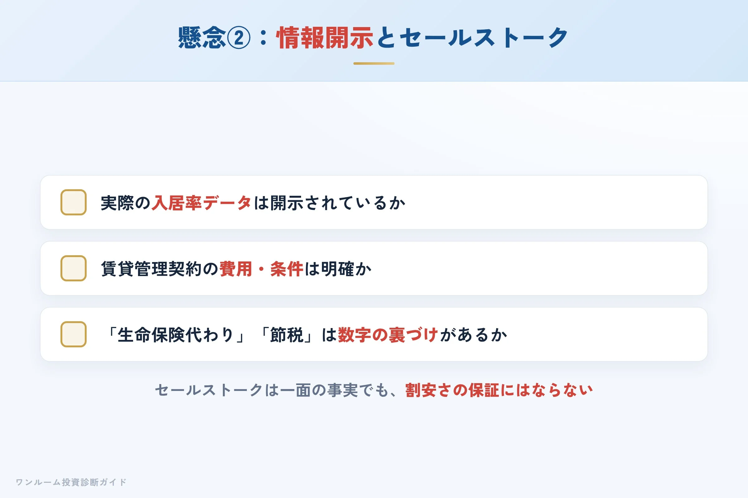 入居率の開示とセールストークの確認ポイント