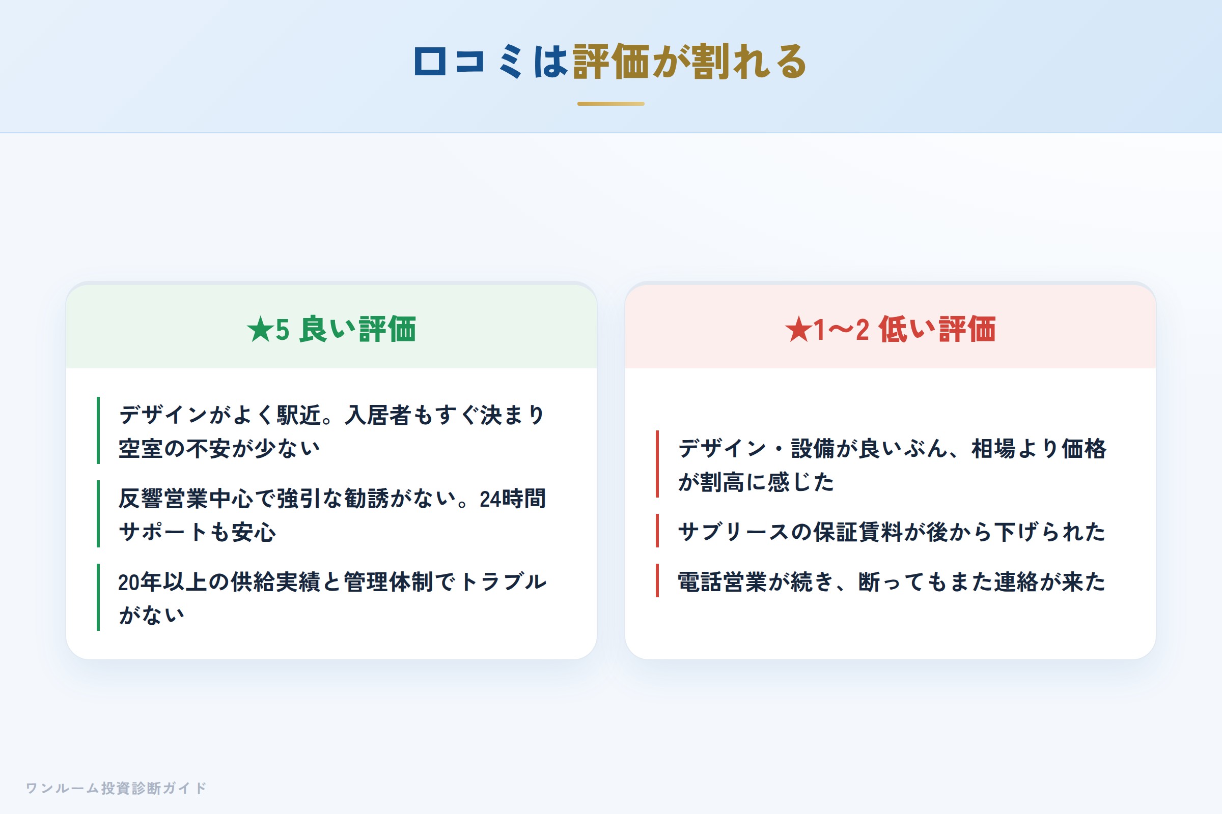 JRD株式会社の良い口コミと悪い口コミの対比