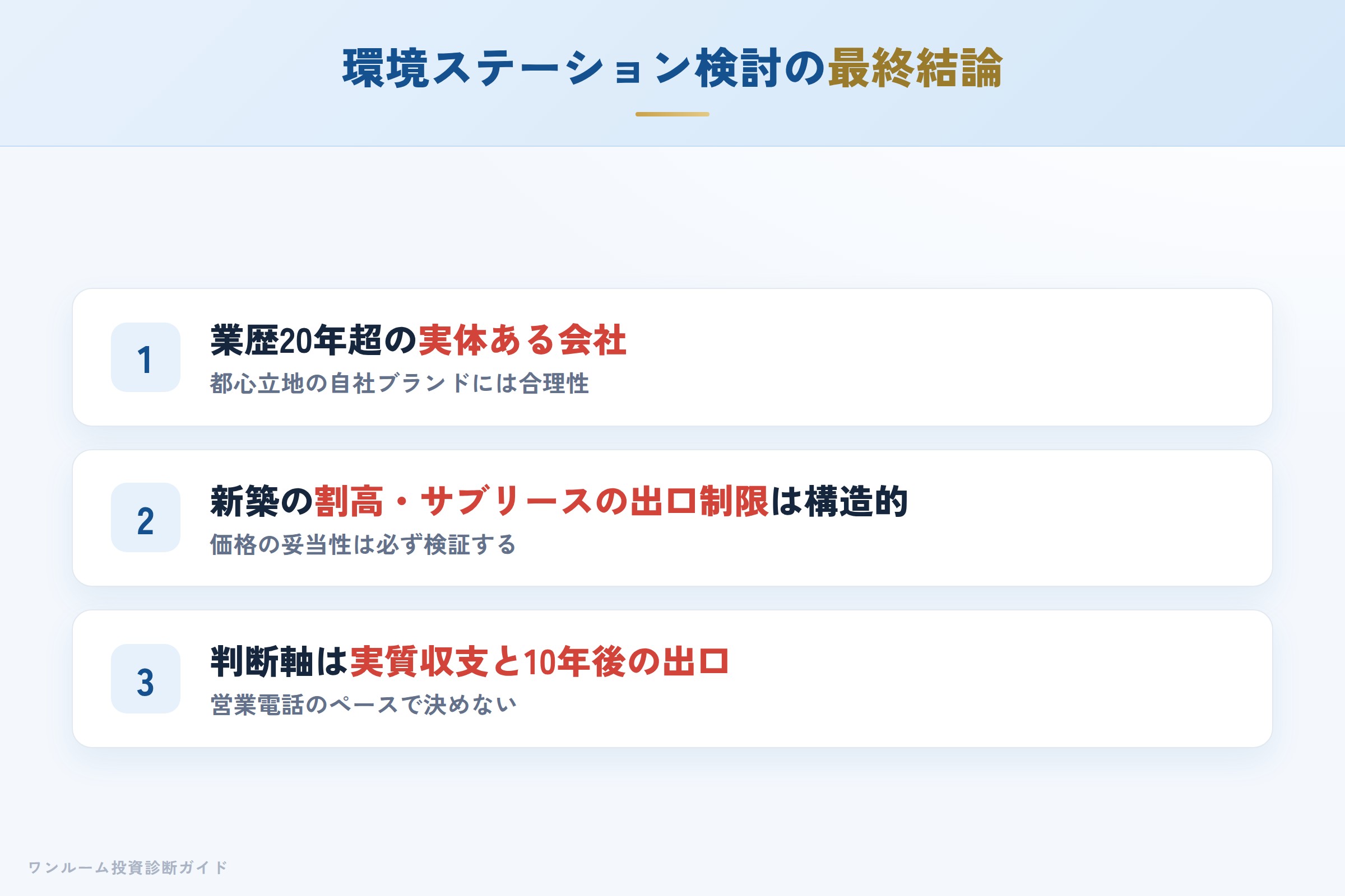 環境ステーションを検討する人への最終結論3カ条