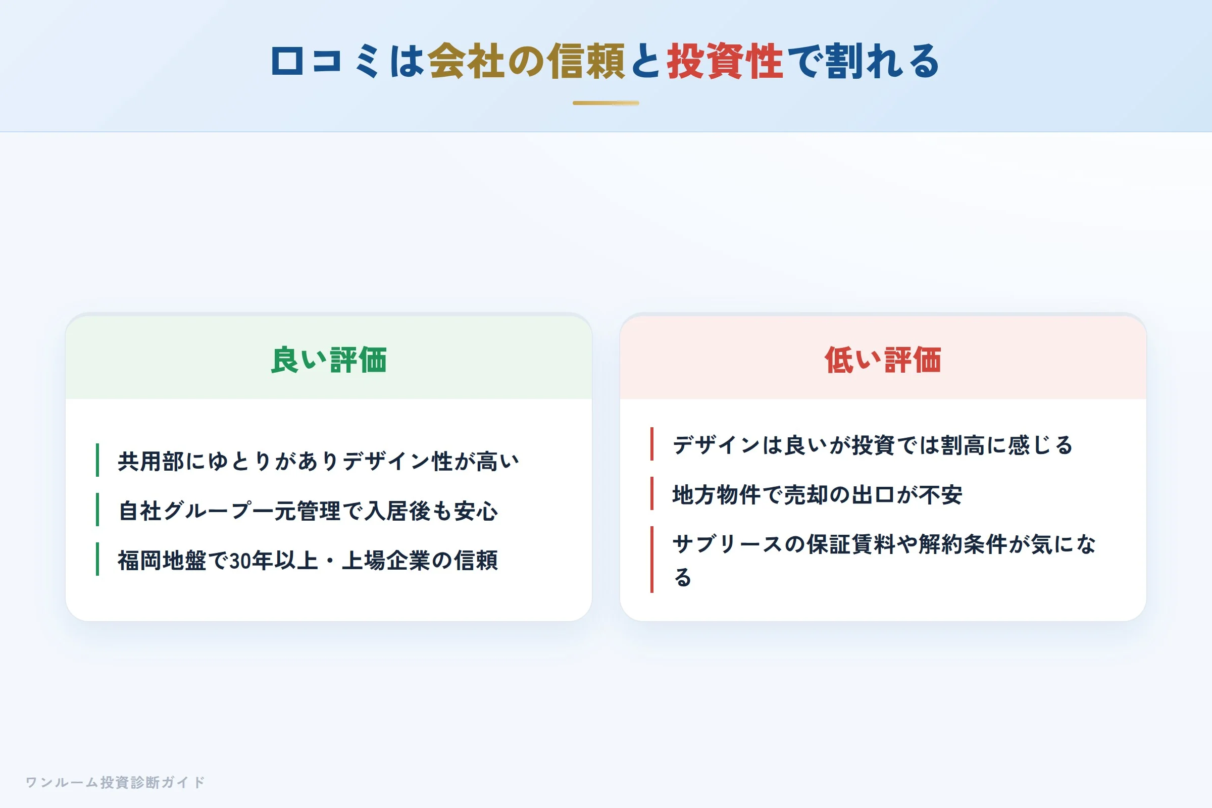 コーセーアールイーの良い口コミと悪い口コミの対比