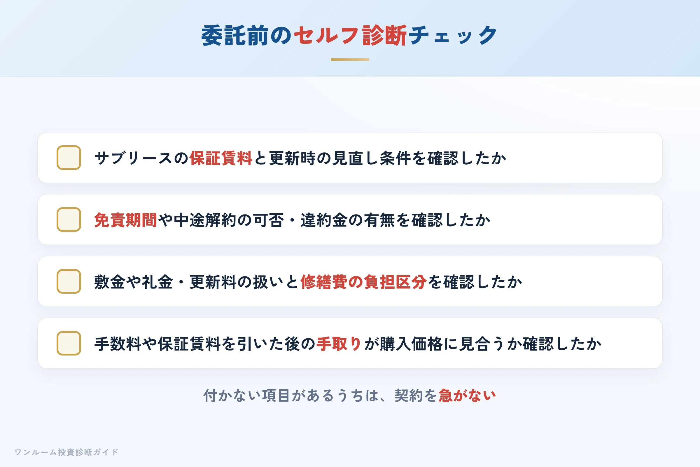 meiwa-jyuhan-hyoban 図解11 委託前セルフ診断チェックリスト