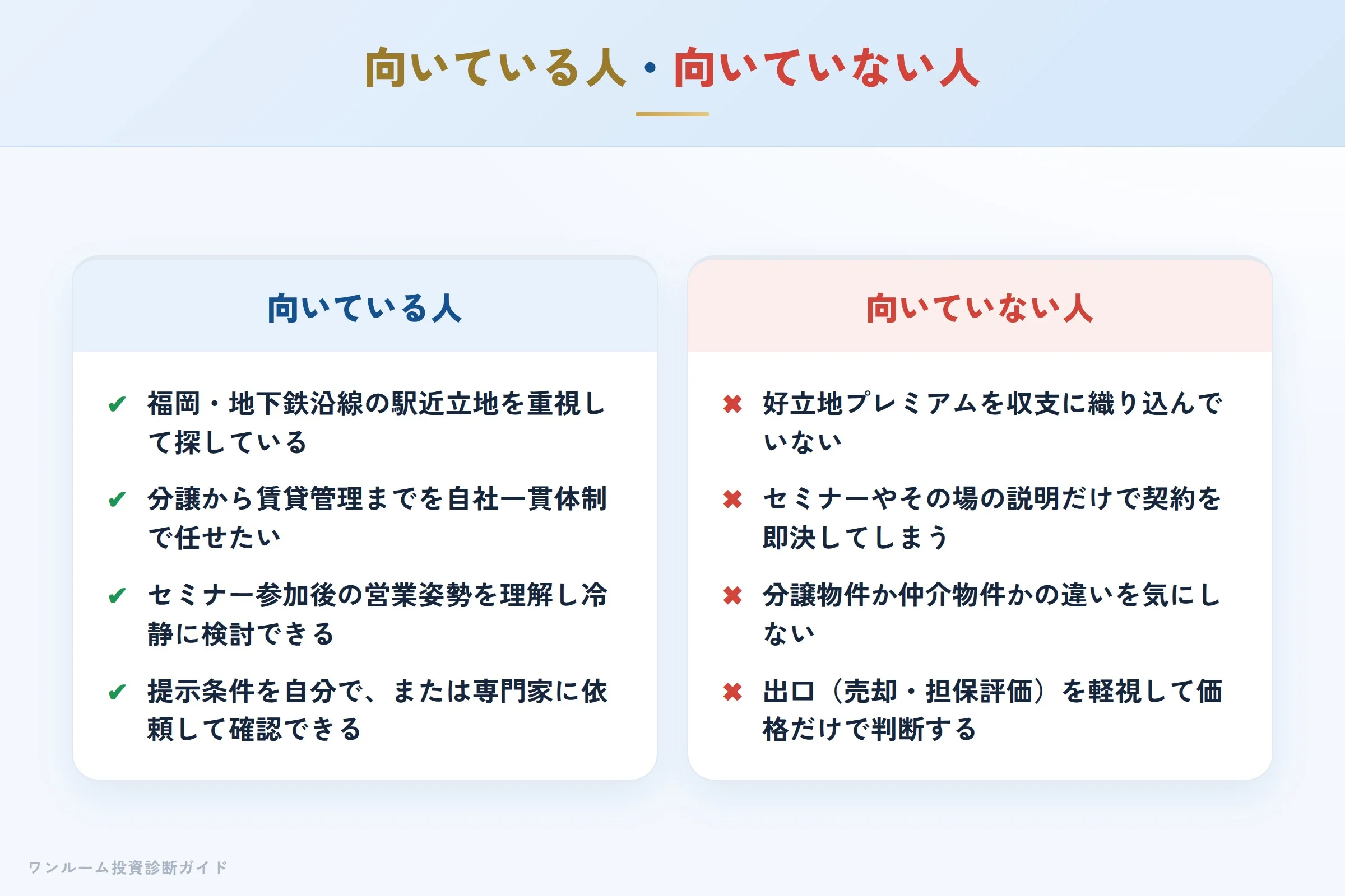 ネストピアシリーズの投資が向いている人・向いていない人