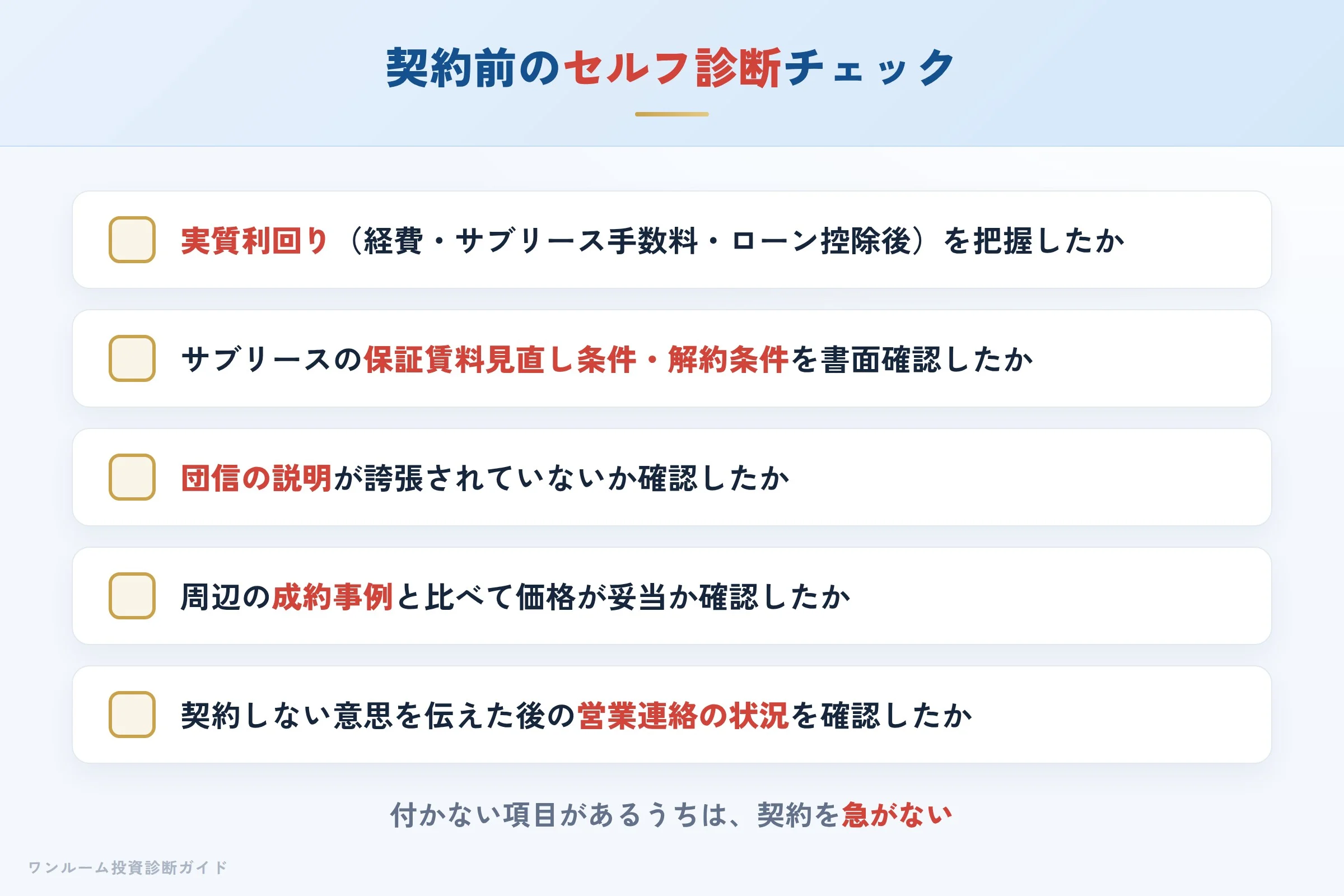 購入前セルフ診断チェックリスト