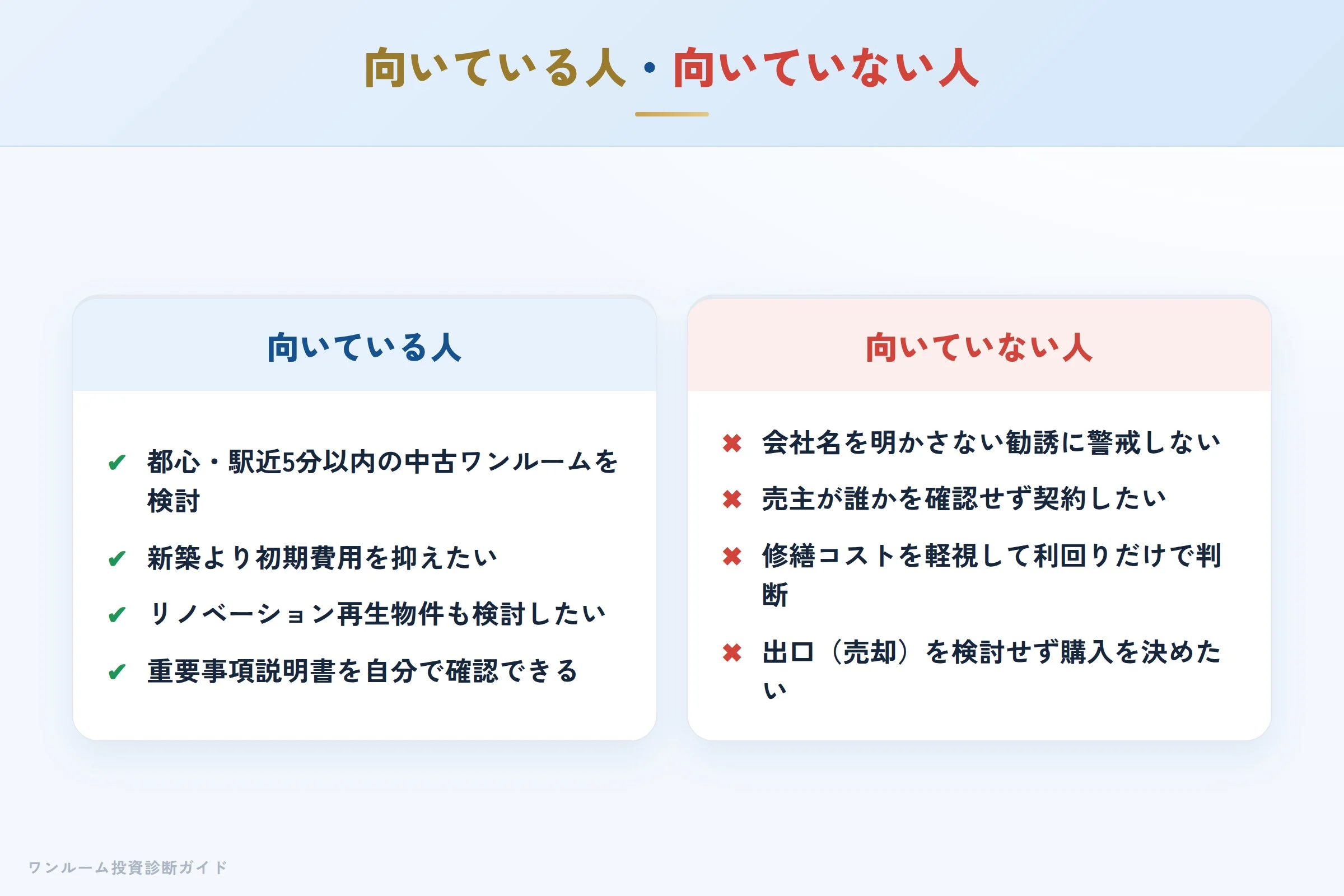 日興レジデンシャルの物件検討が向いている人・向いていない人