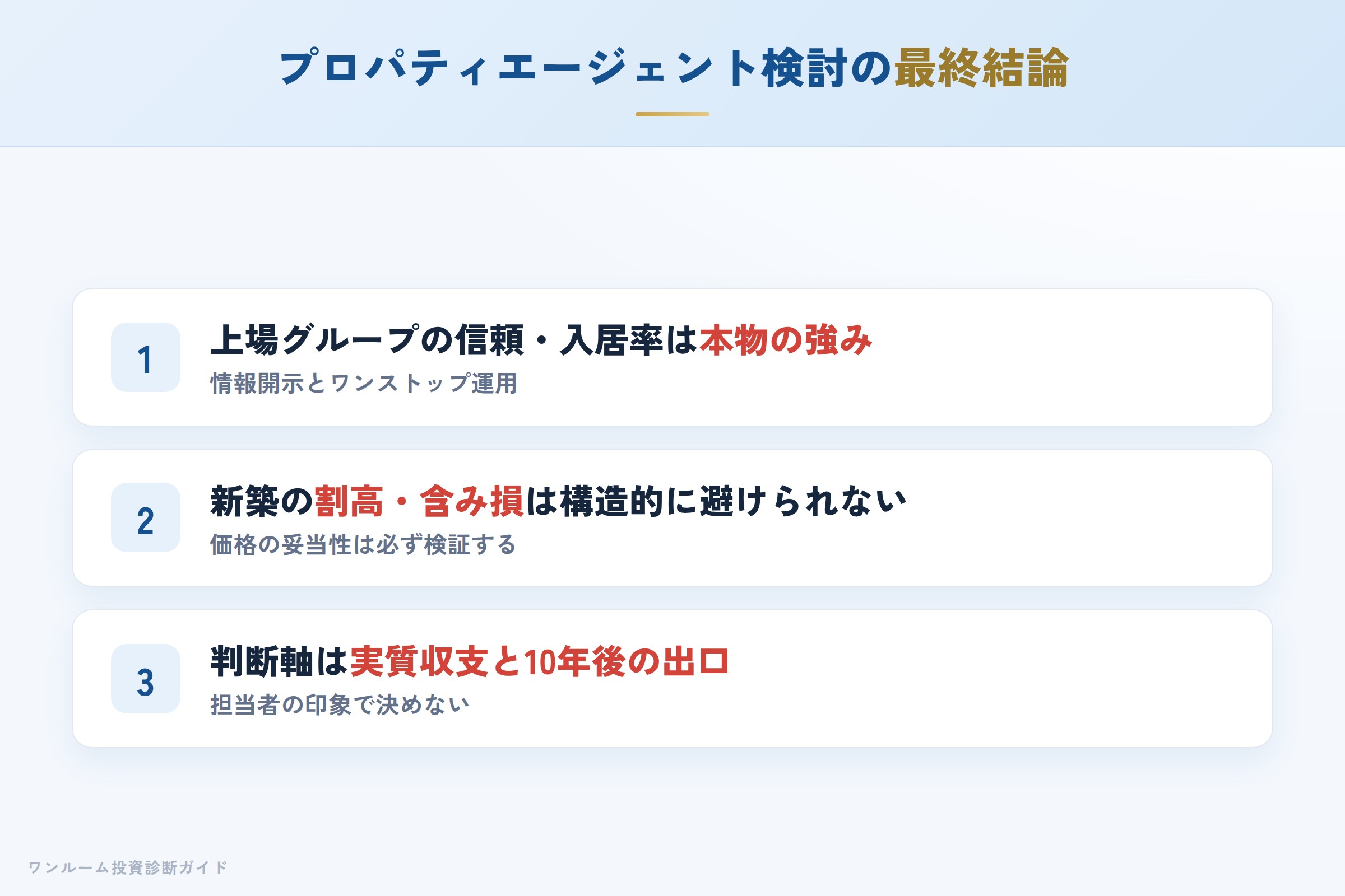 プロパティエージェントを検討する人への最終結論3カ条