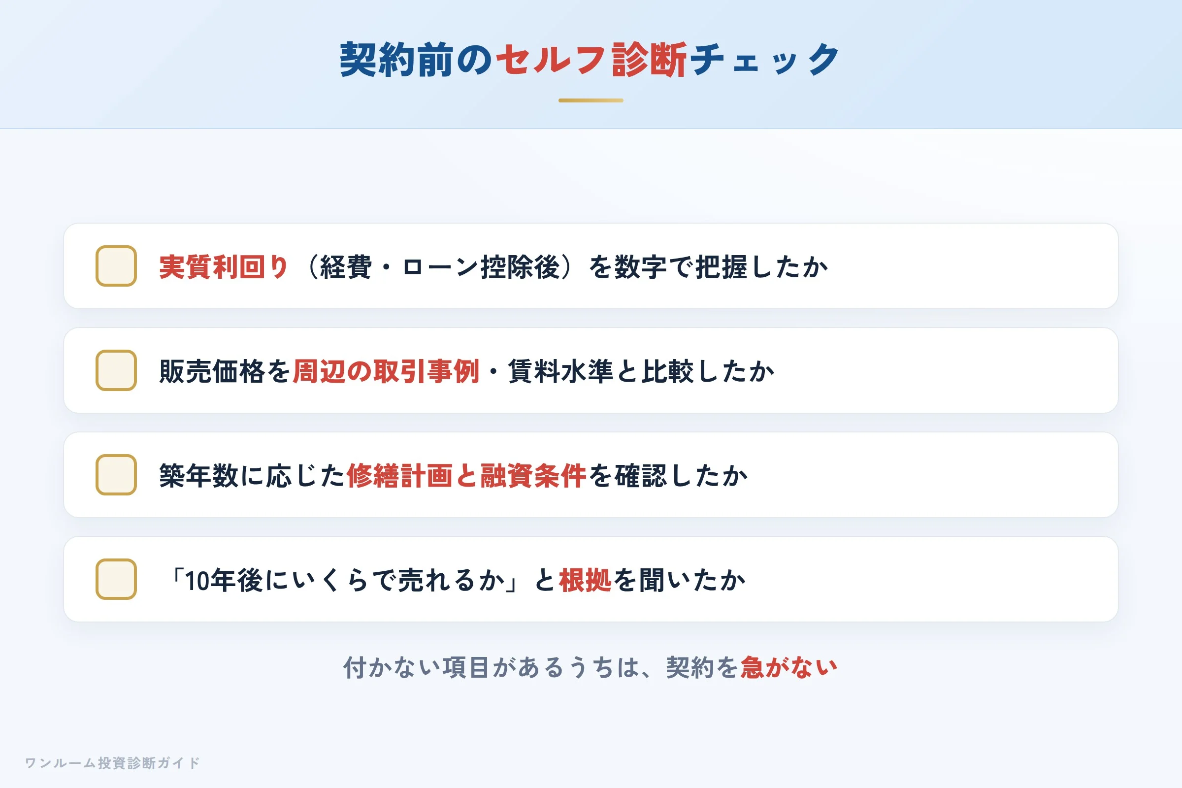 rise-property-hyoban 図解11 購入前セルフ診断チェックリスト