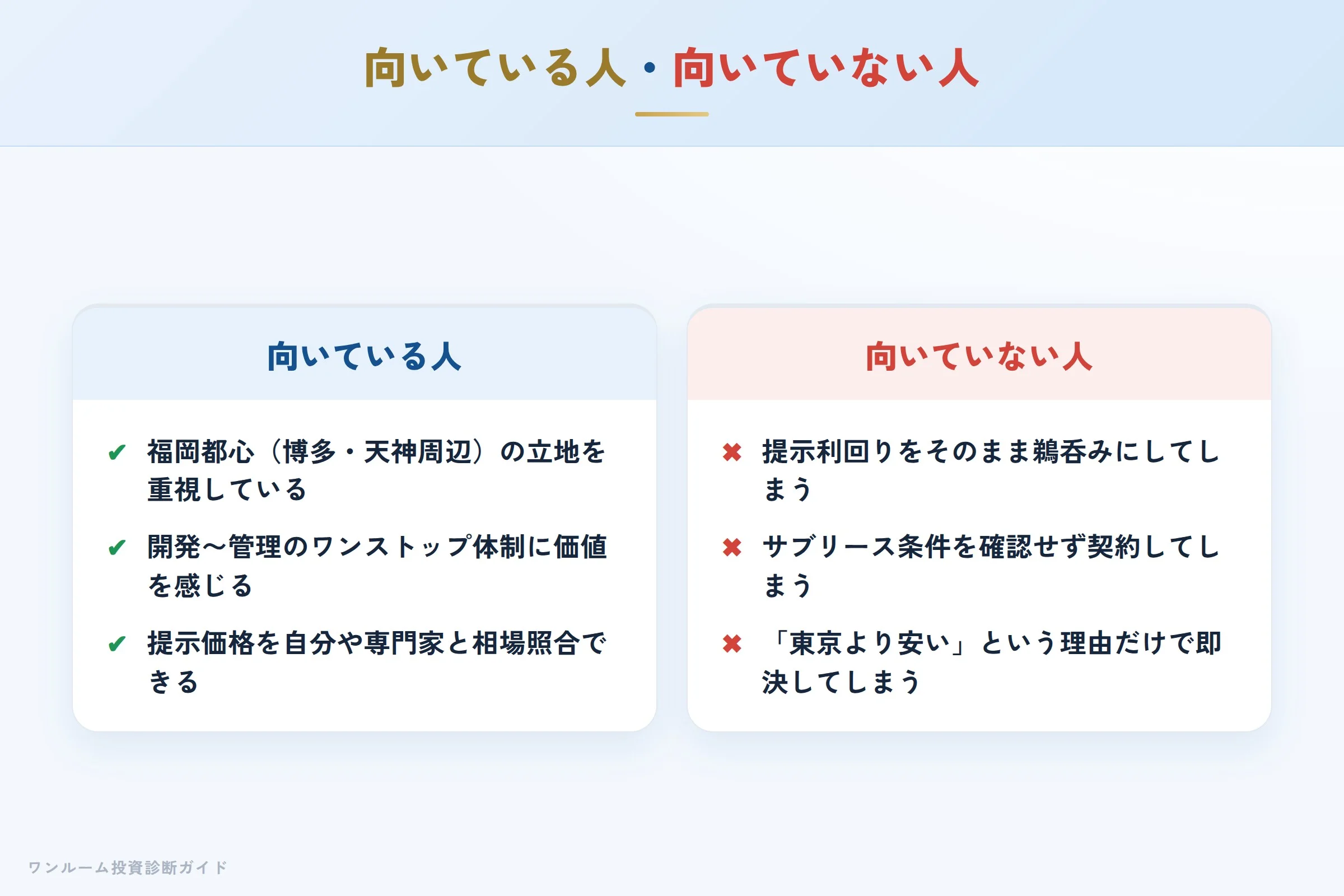 レジデンシャルヒルズの投資が向いている人・向いていない人