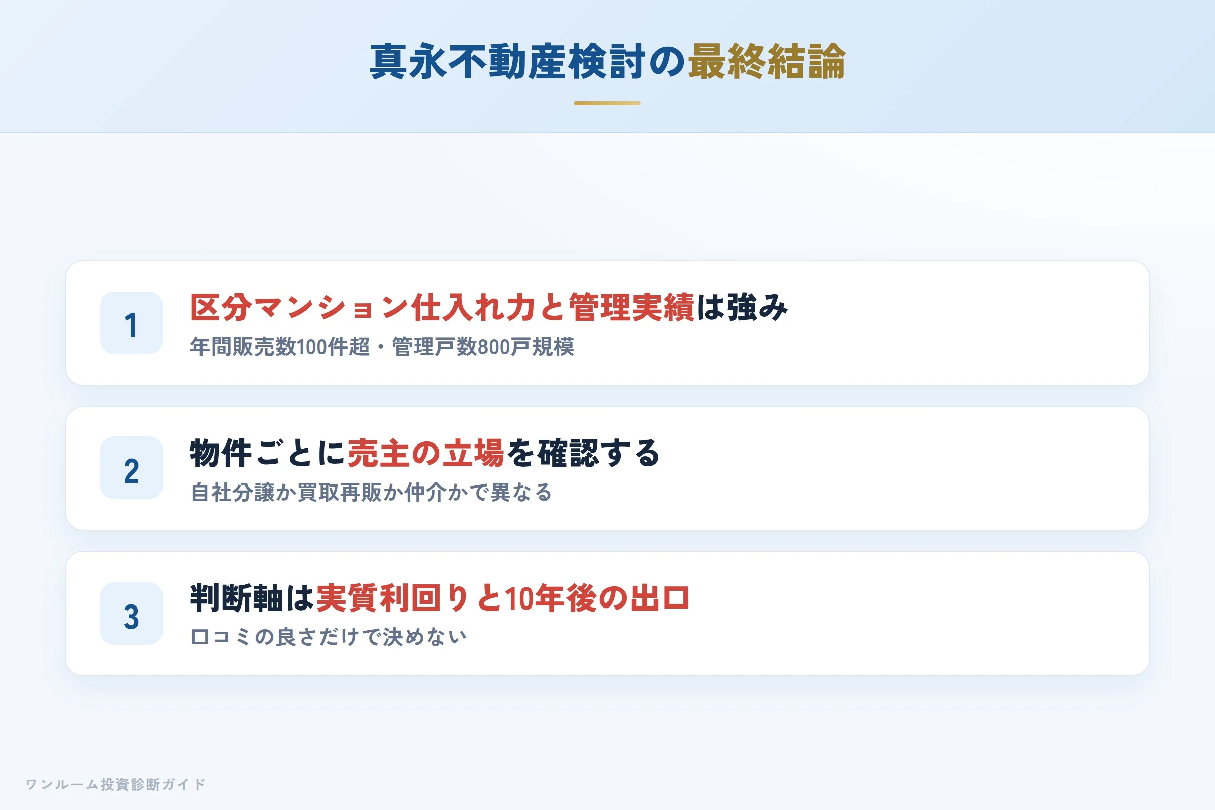 株式会社真永不動産を検討する人への最終結論