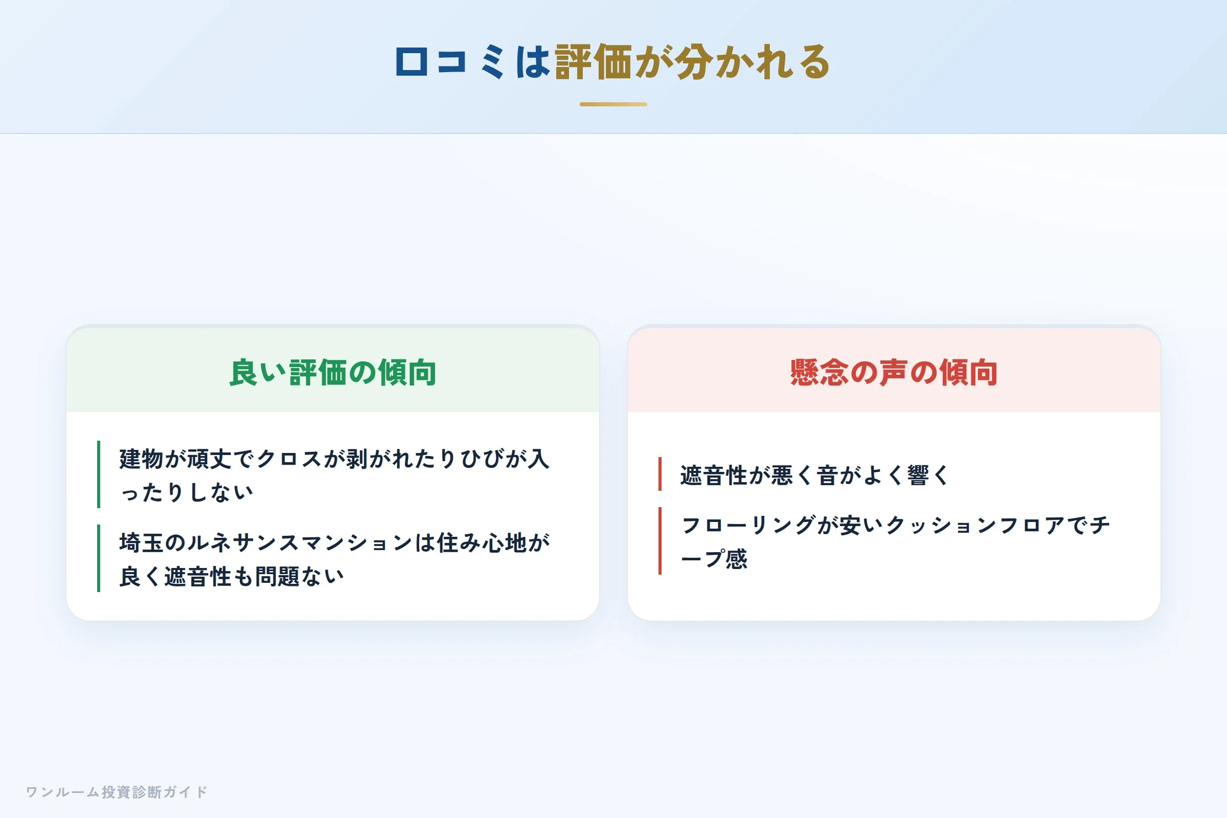 新日本建物の良い口コミと懸念の声の対比