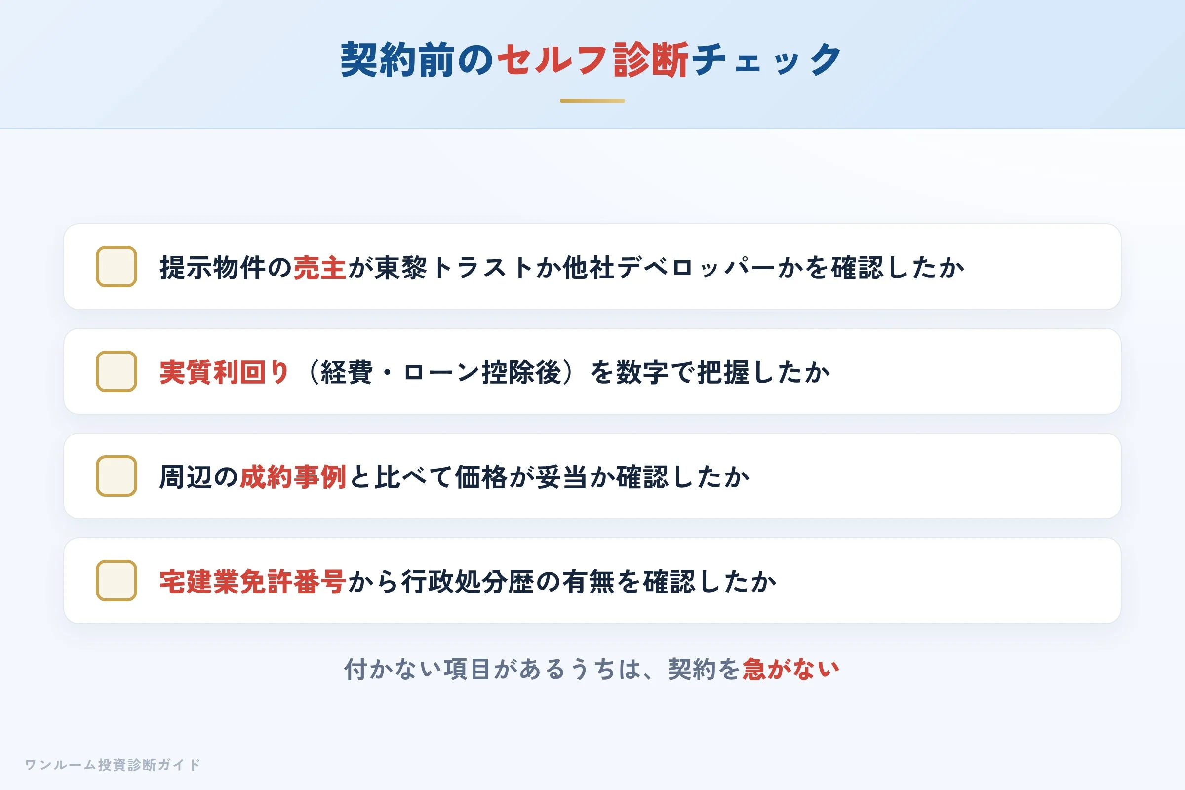 購入前セルフ診断チェックリスト
