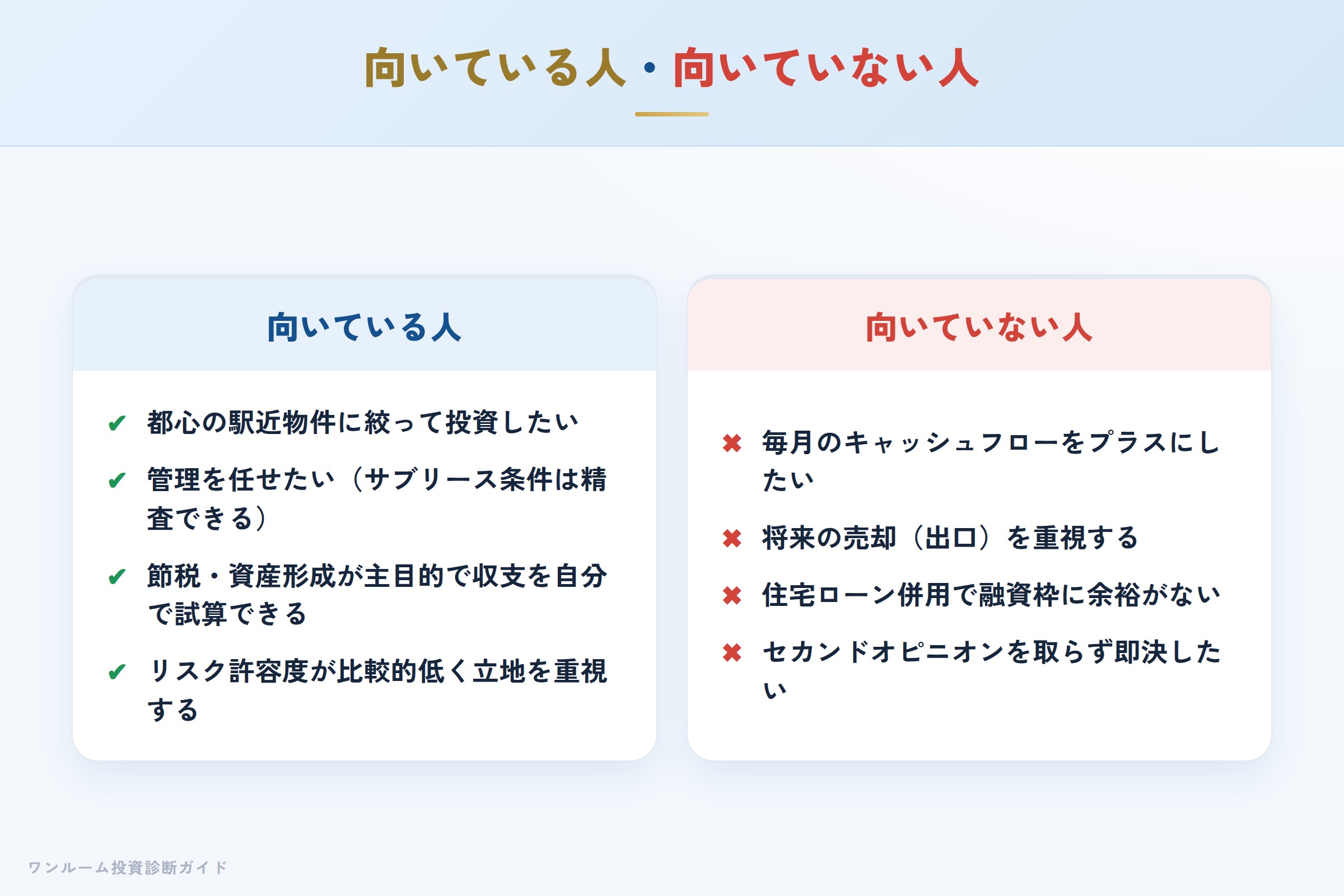 ヴェリタスの物件が向いている人・向いていない人の整理