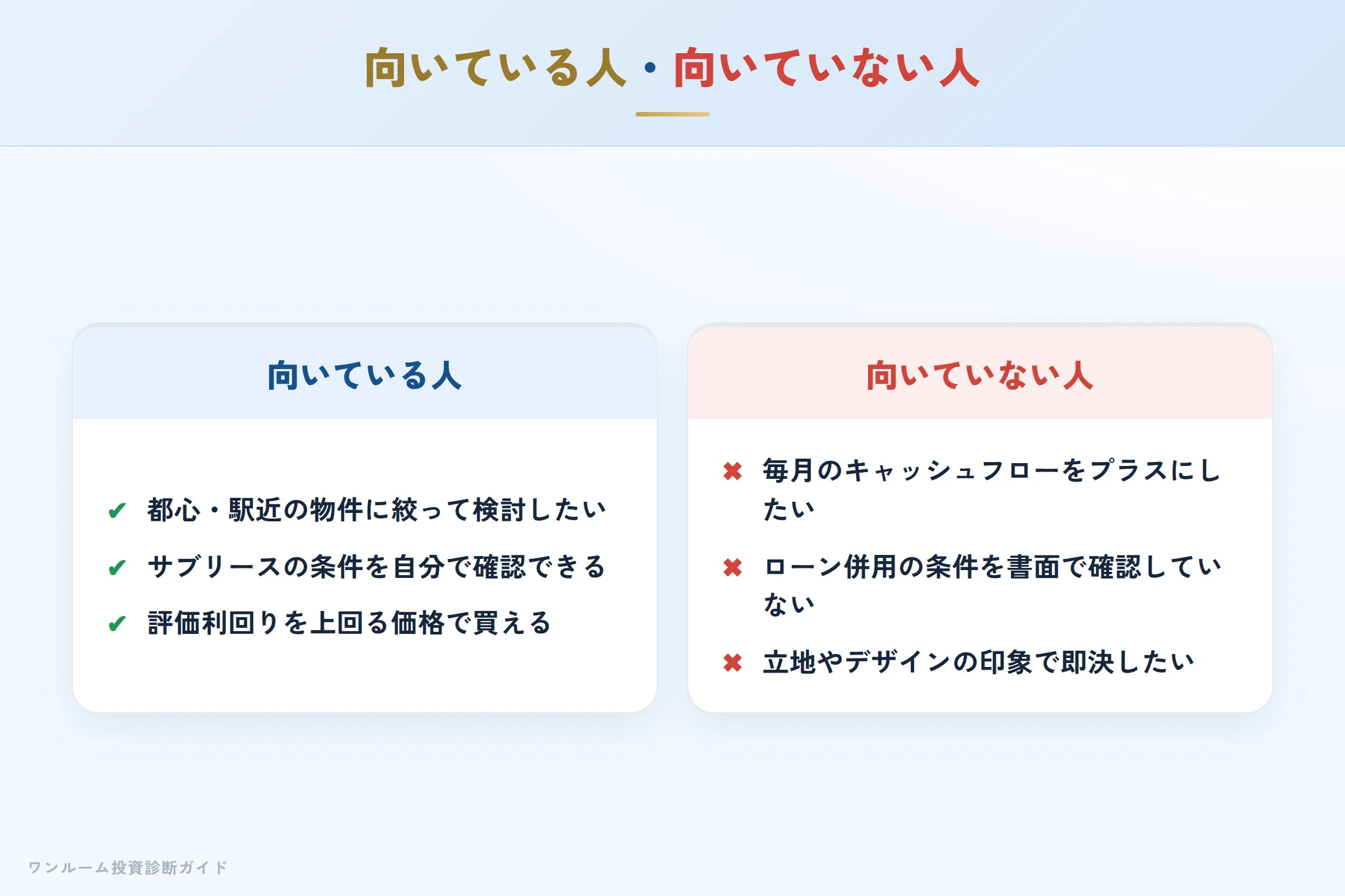 ヴェリタスの物件が向いている人・向いていない人の整理