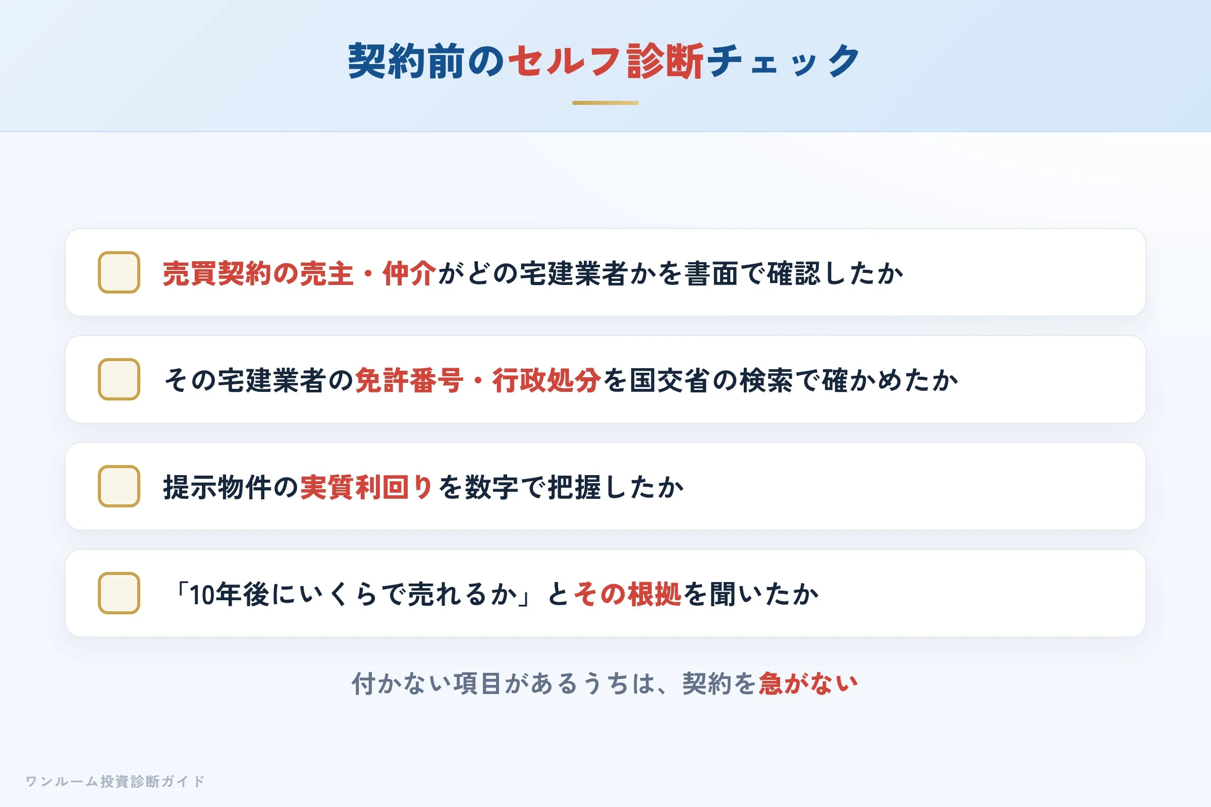 紹介された物件を検討する前に確認すべきセルフ診断チェックリスト