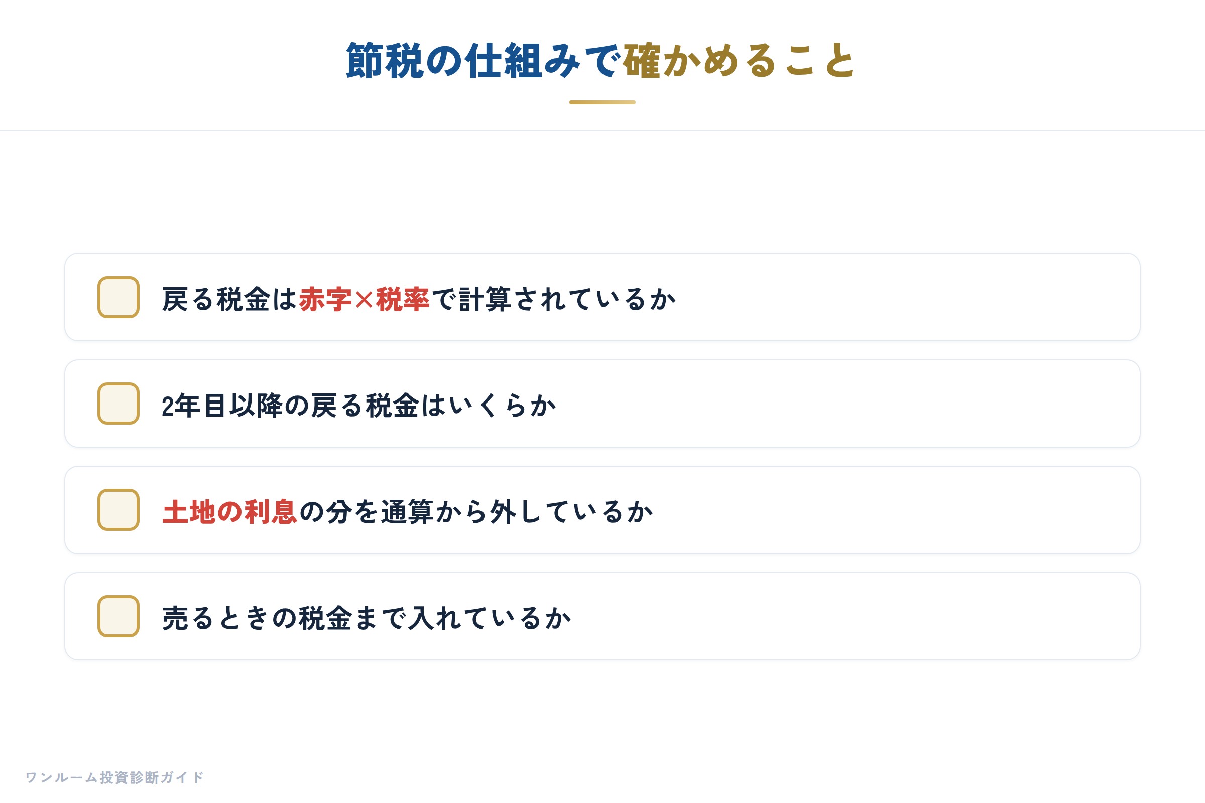 節税の仕組みで確かめること