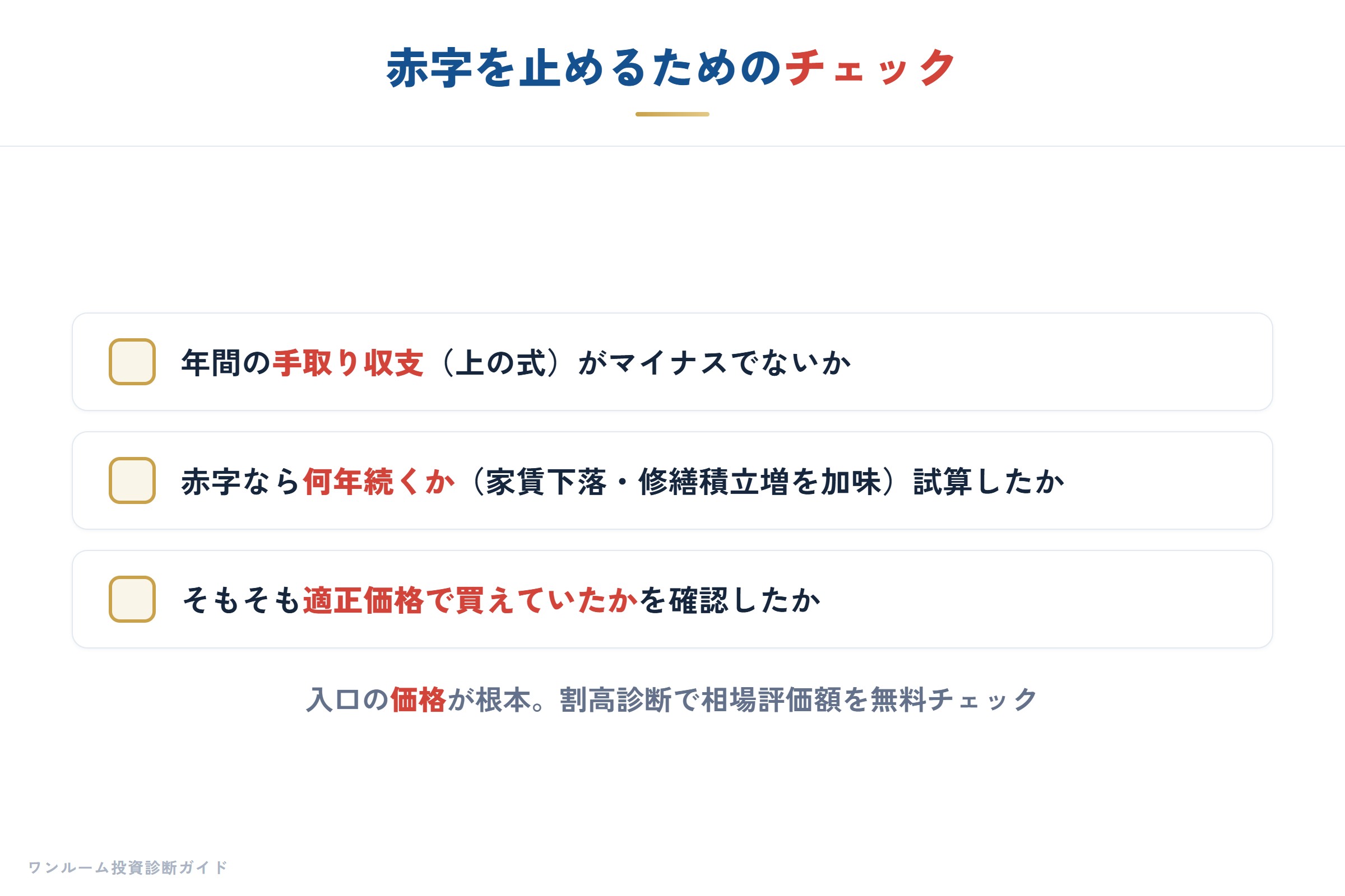 赤字を止めるためのチェック