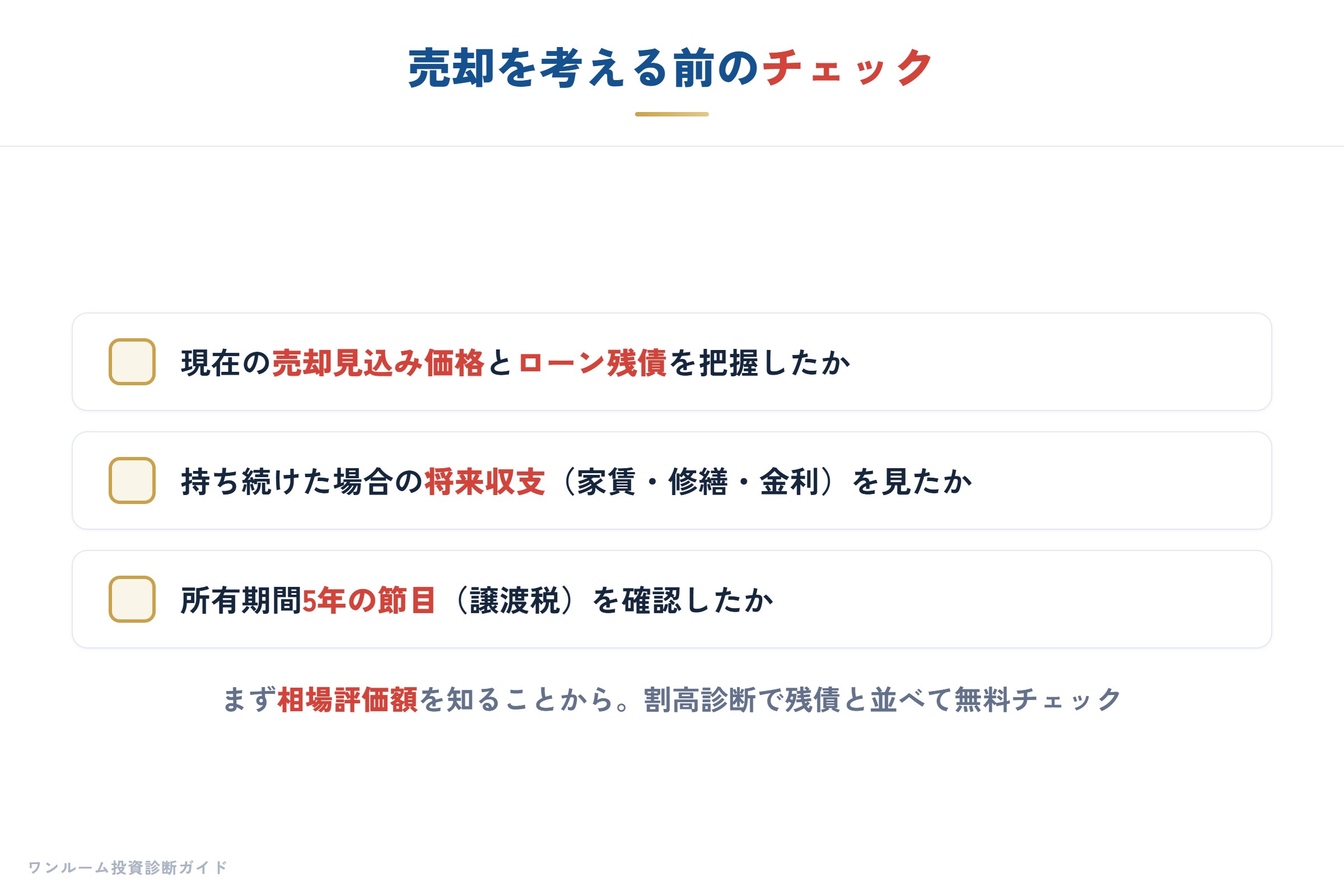売却を考える前のチェック