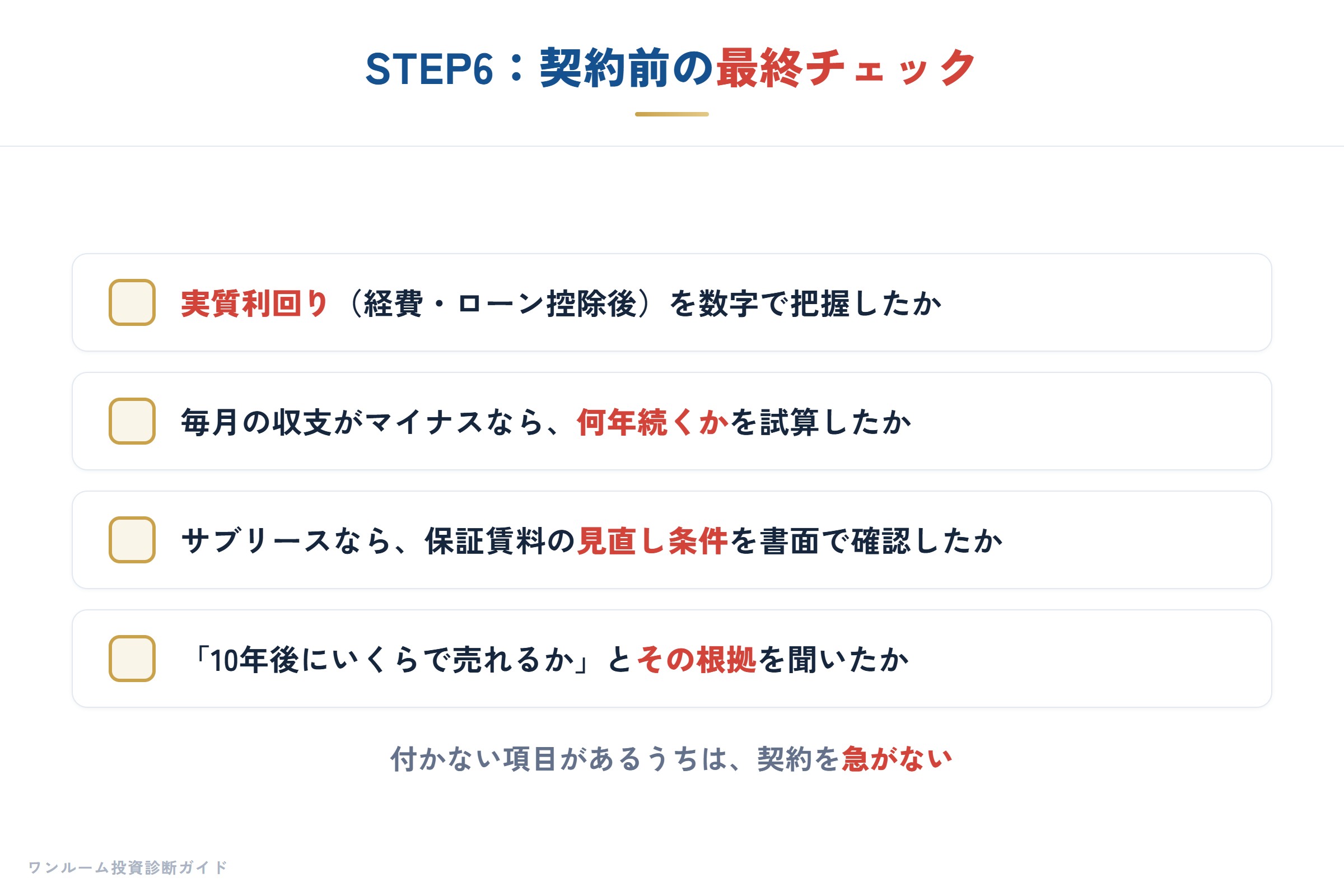 契約前の最終チェックリスト