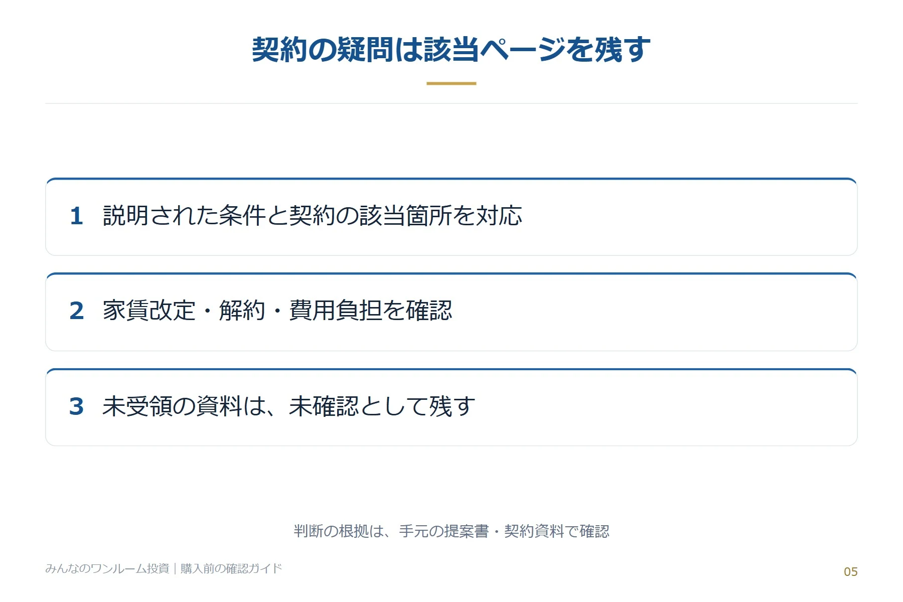 契約の疑問は該当ページを残す