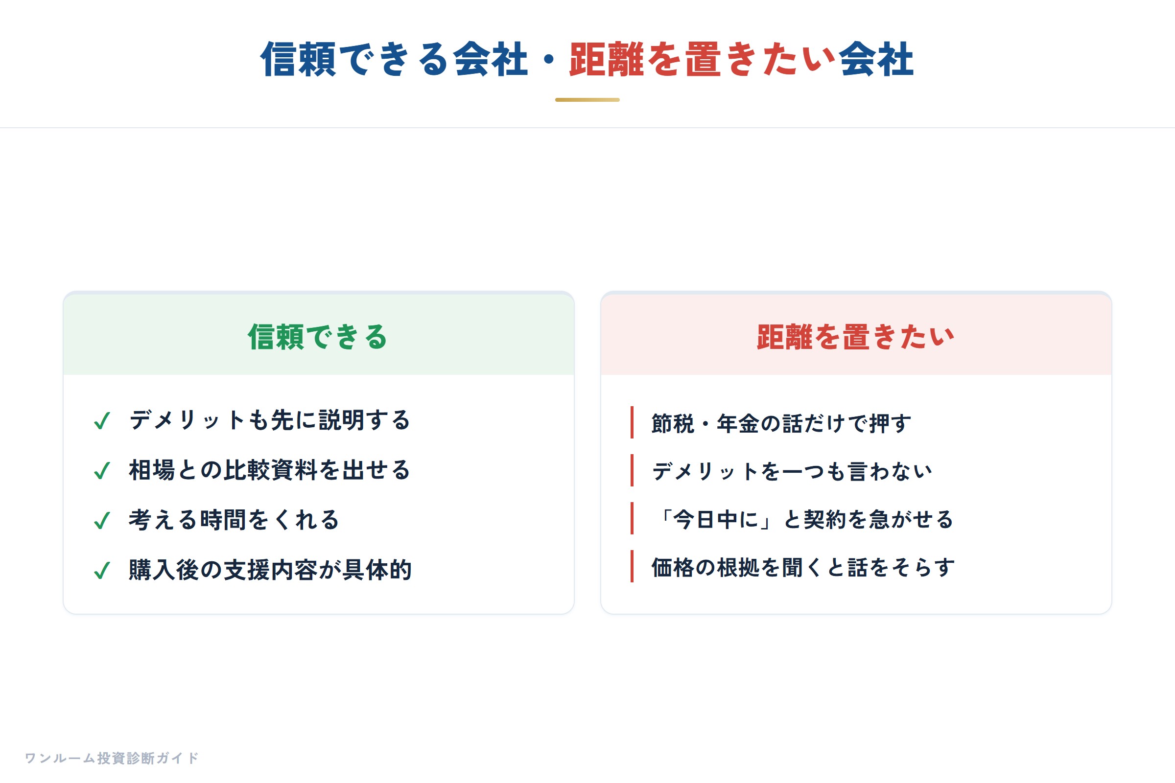信頼できる会社と距離を置きたい会社