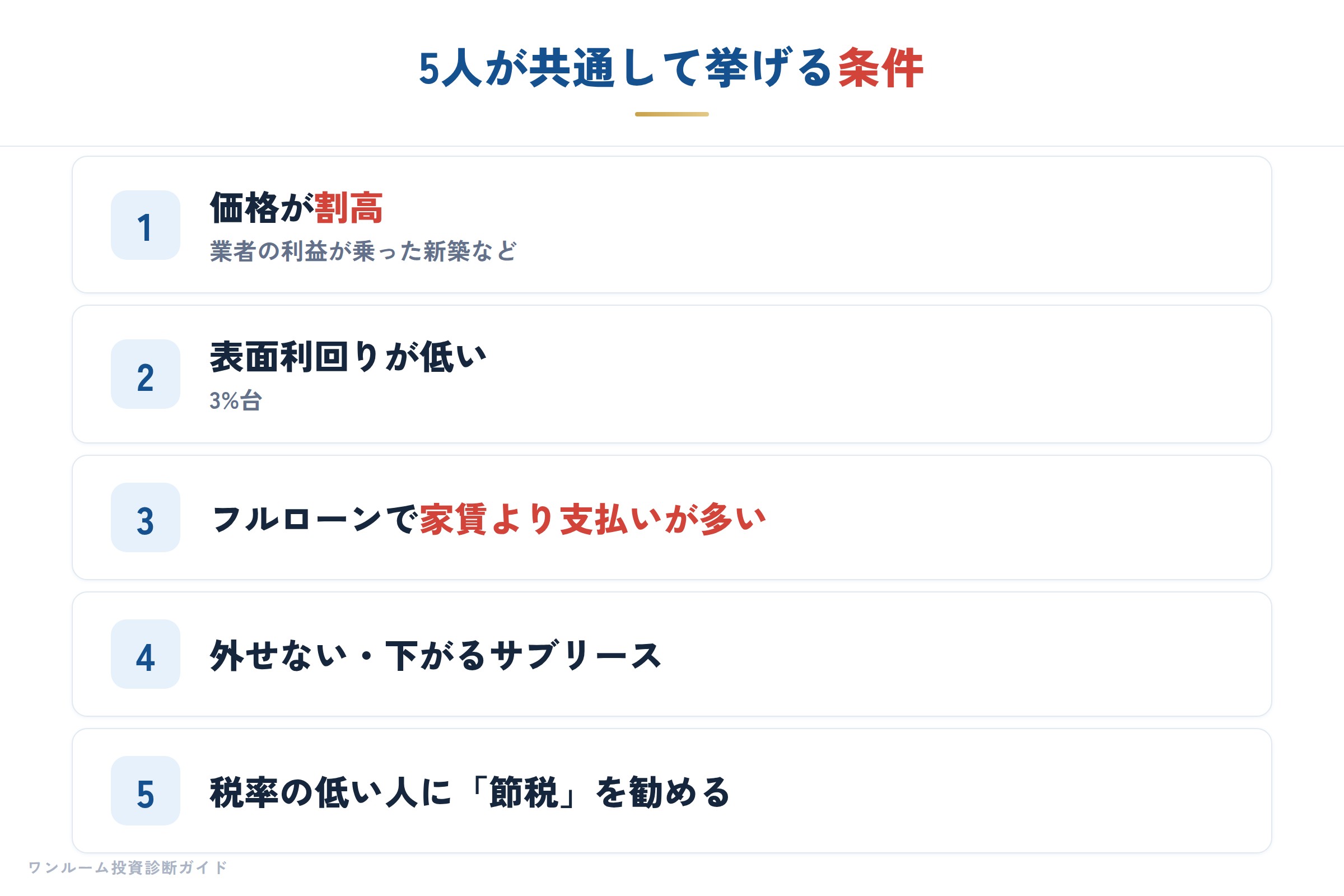 5人が共通して挙げる条件