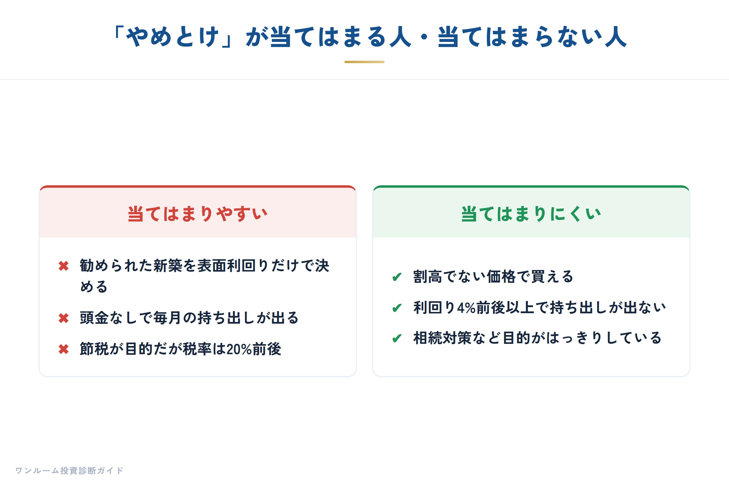 やめとけが当てはまる人・当てはまらない人