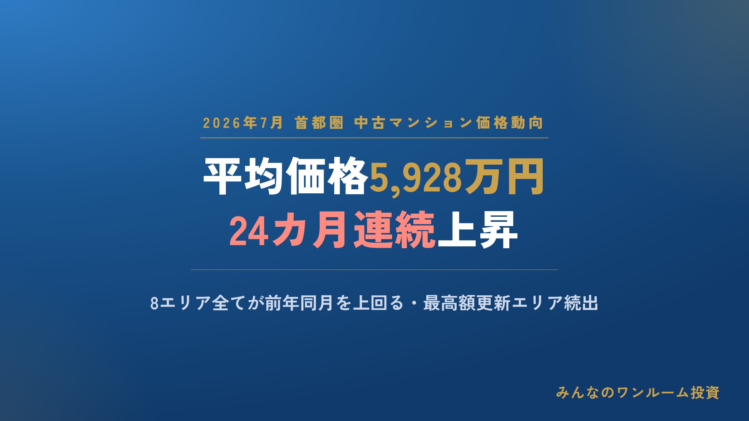 2026年7月 首都圏における「中古マンション」の価格動向
