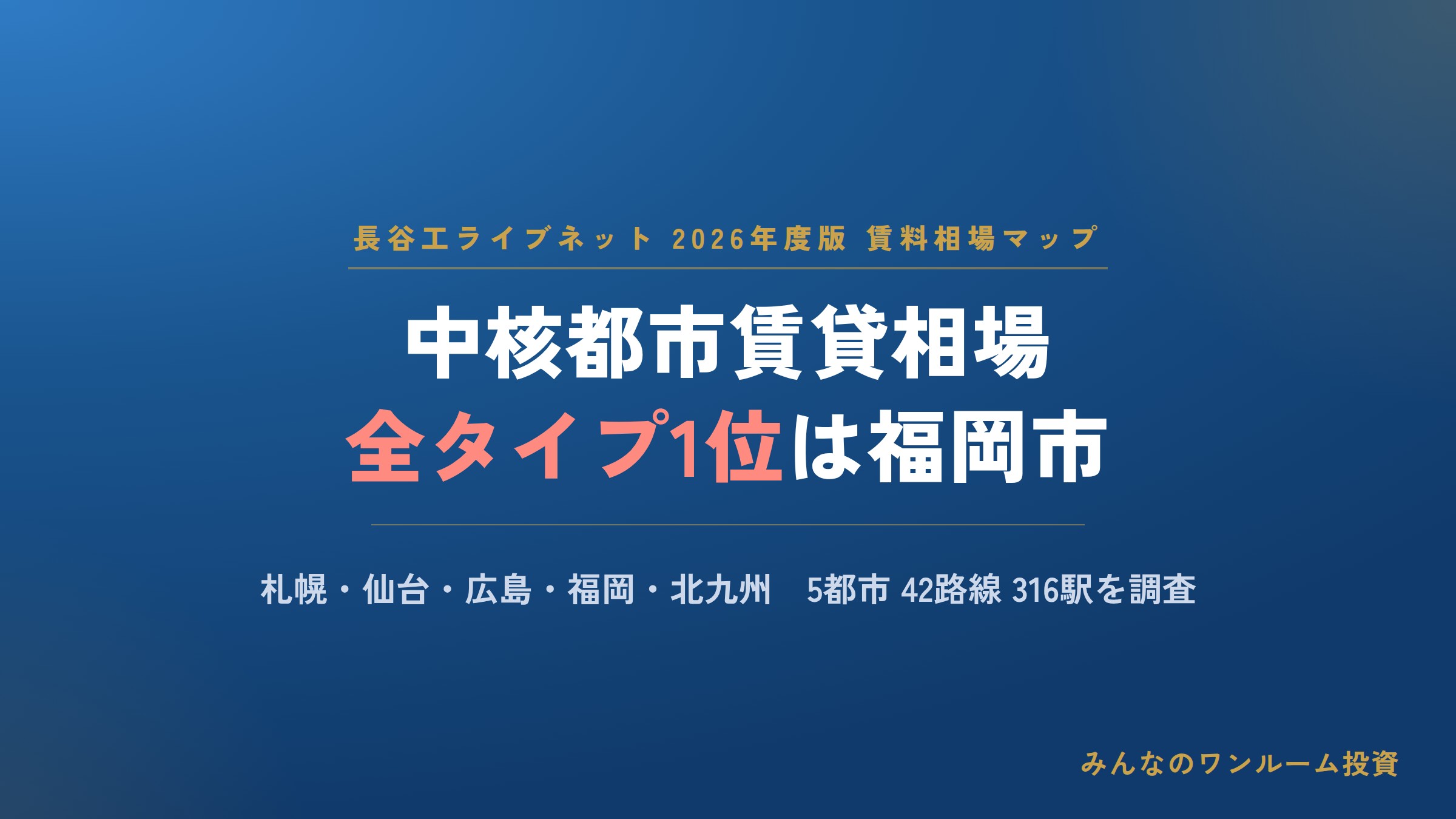 中核都市賃貸M相場、福岡市が全タイプで1位