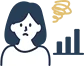 不安な人物とグラフ
