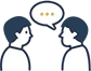 相談する二人と吹き出し